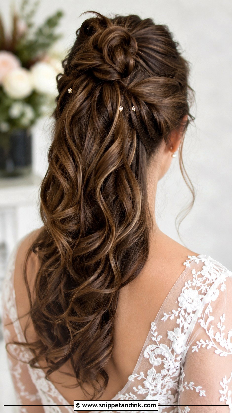 Half Up Top Knot - Snippet and Ink - 35 Half-Up Bridal Hair Ideas
