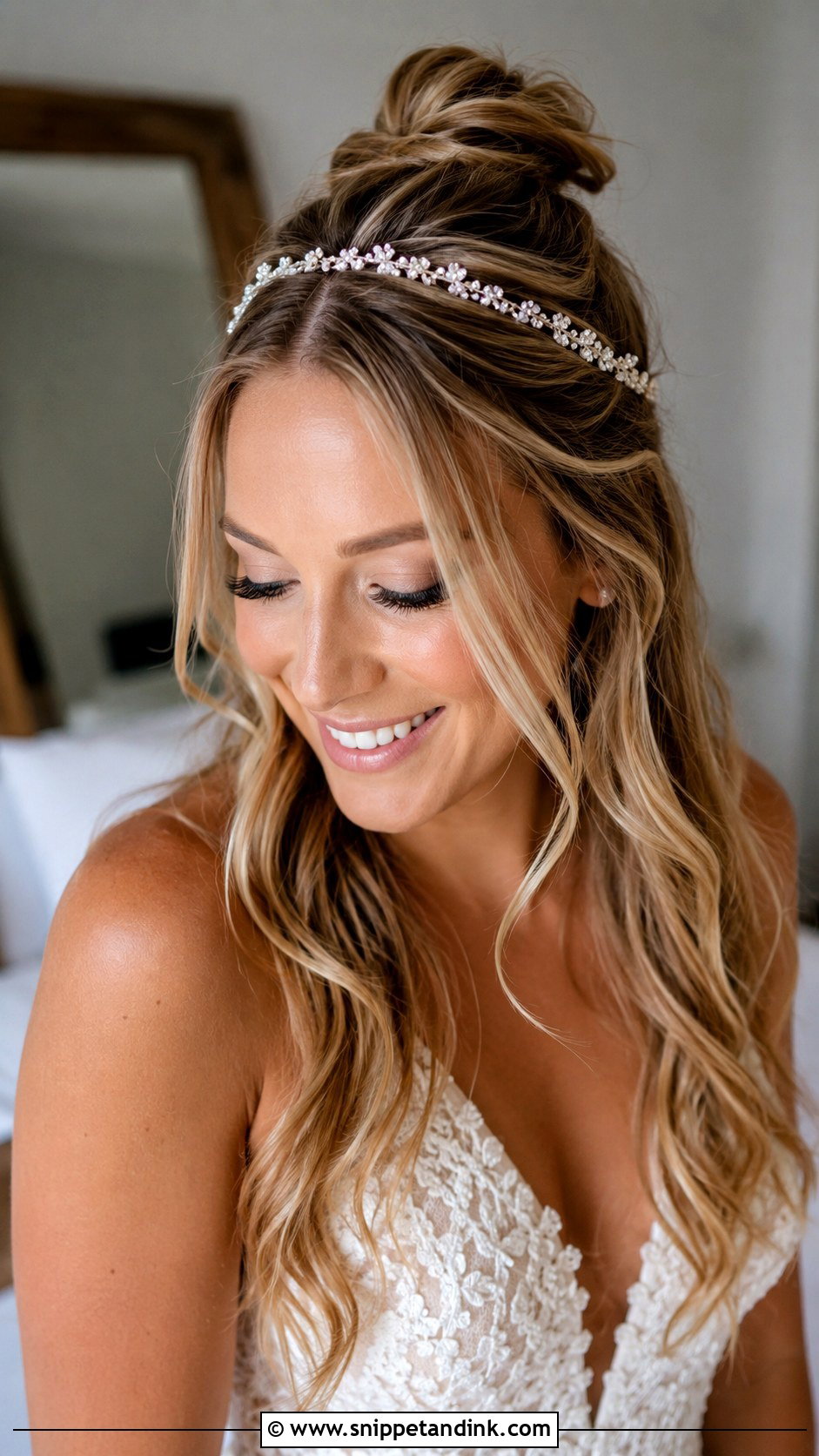 Half Up Top Knot With Headband - Snippet and Ink - 20 Bride Hairstyles with Headband