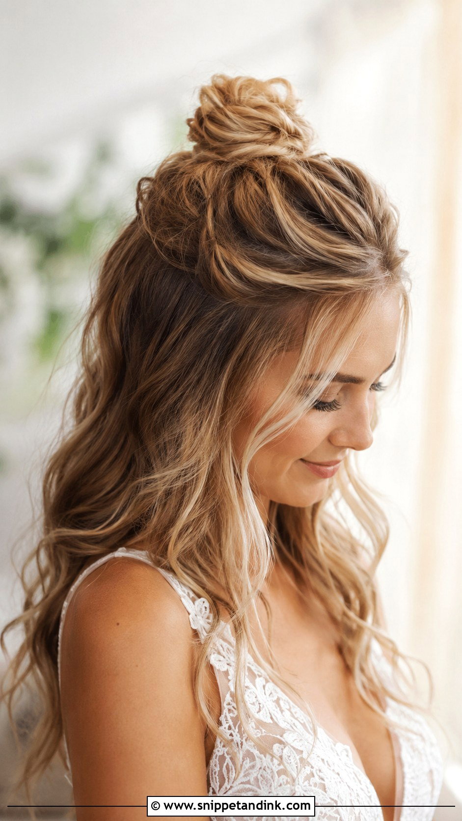 Half Up Top Knot for Brides - Snippet and Ink - 35 Bride Hair Ideas