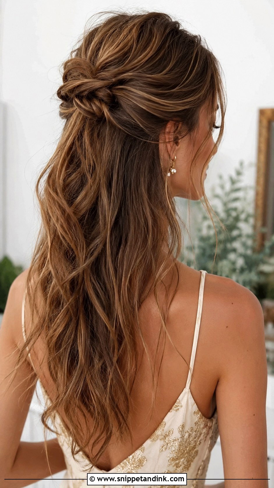 Half Up Tousled Waves - Snippet and Ink - 20 Medium Half-Up Wedding Guest Hairstyles