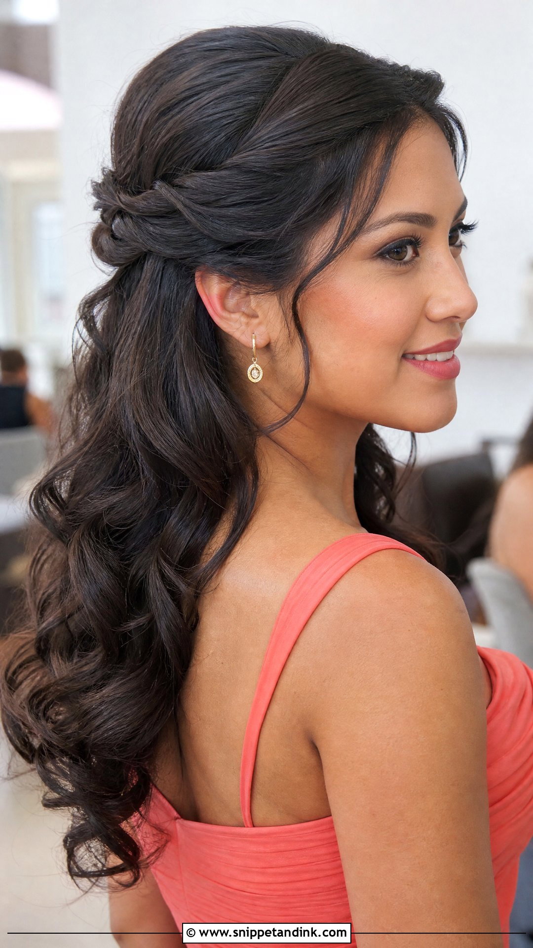 Half Up Twist For Medium Hair - Snippet and Ink - 15 Easy Wedding Guest Updos for Medium Hair