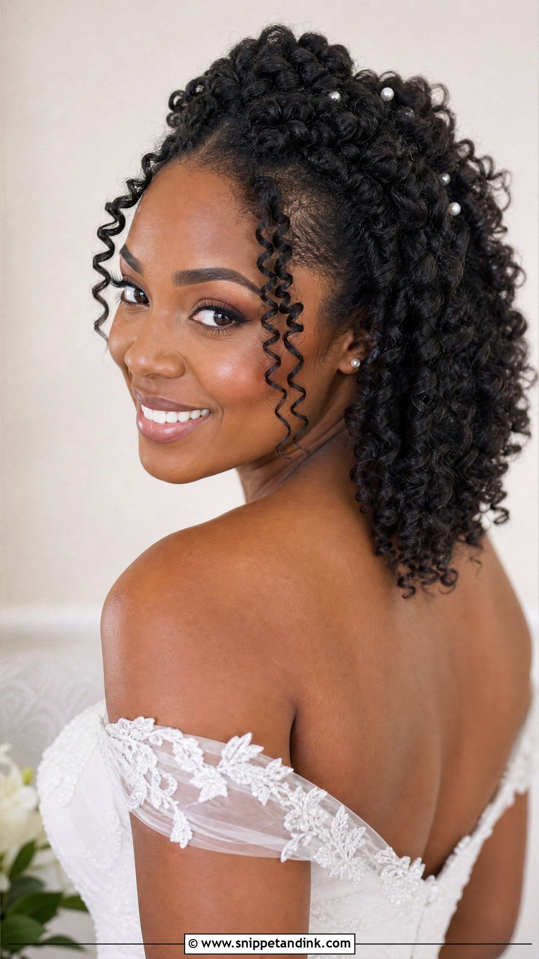 Half Up Twist Out With Loose Curls - Snippet and Ink - 20 Black Half-Up Half-Down Wedding Hair Ideas
