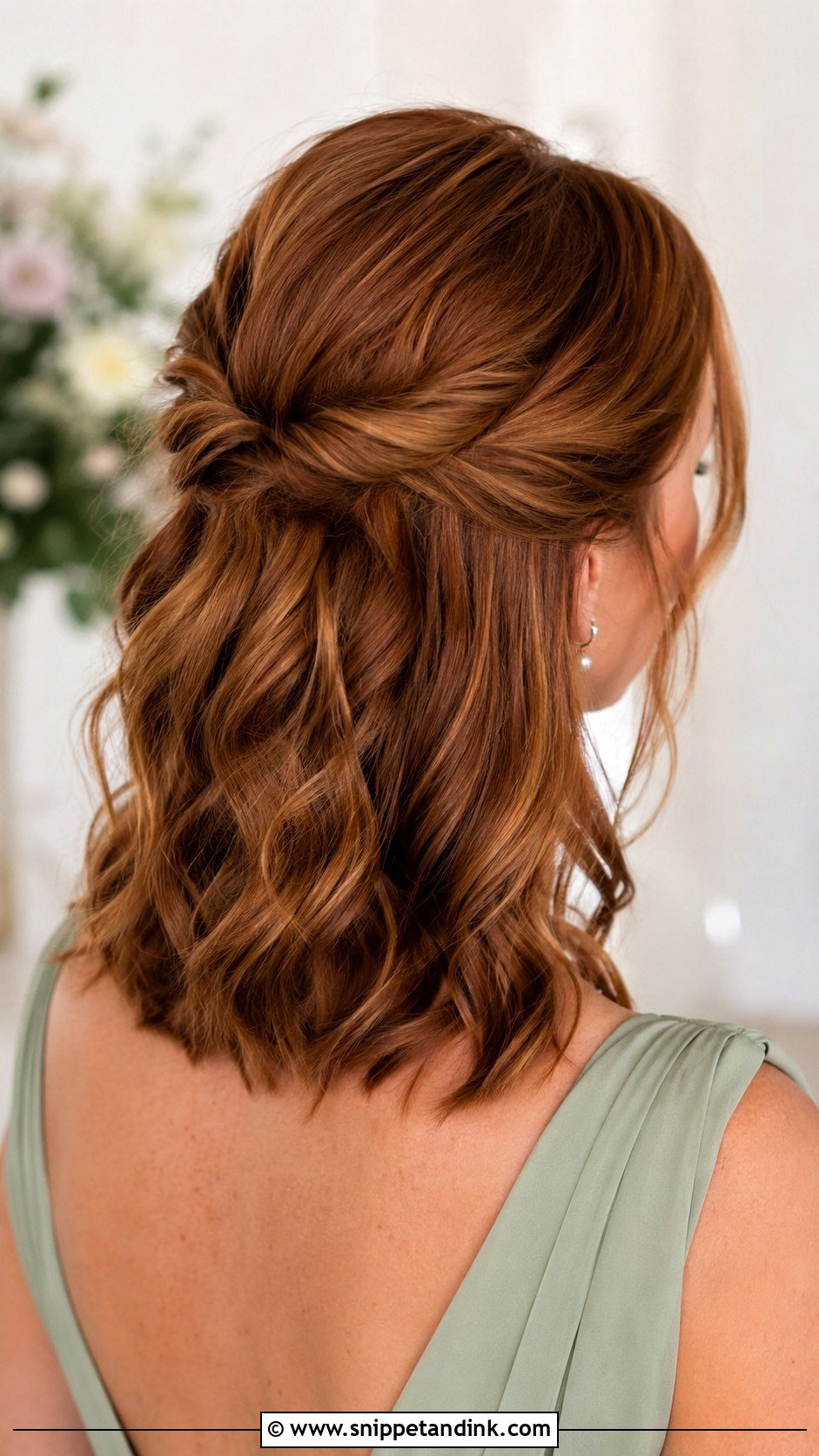 Half Up Twist Wedding Upstyle - Snippet and Ink - 15 Wedding Upstyles Medium Length Ideas