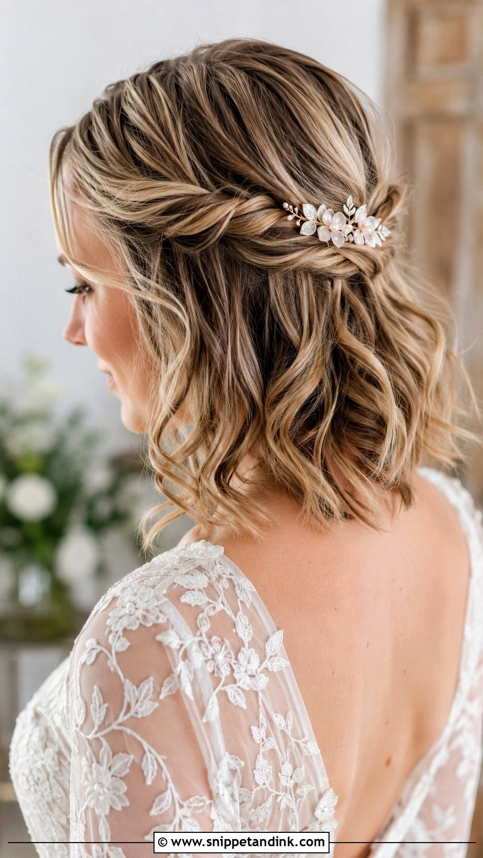 Half Up Twist for Short Hair - Snippet and Ink - 20 Easy Wedding Hairstyles for Short Hair