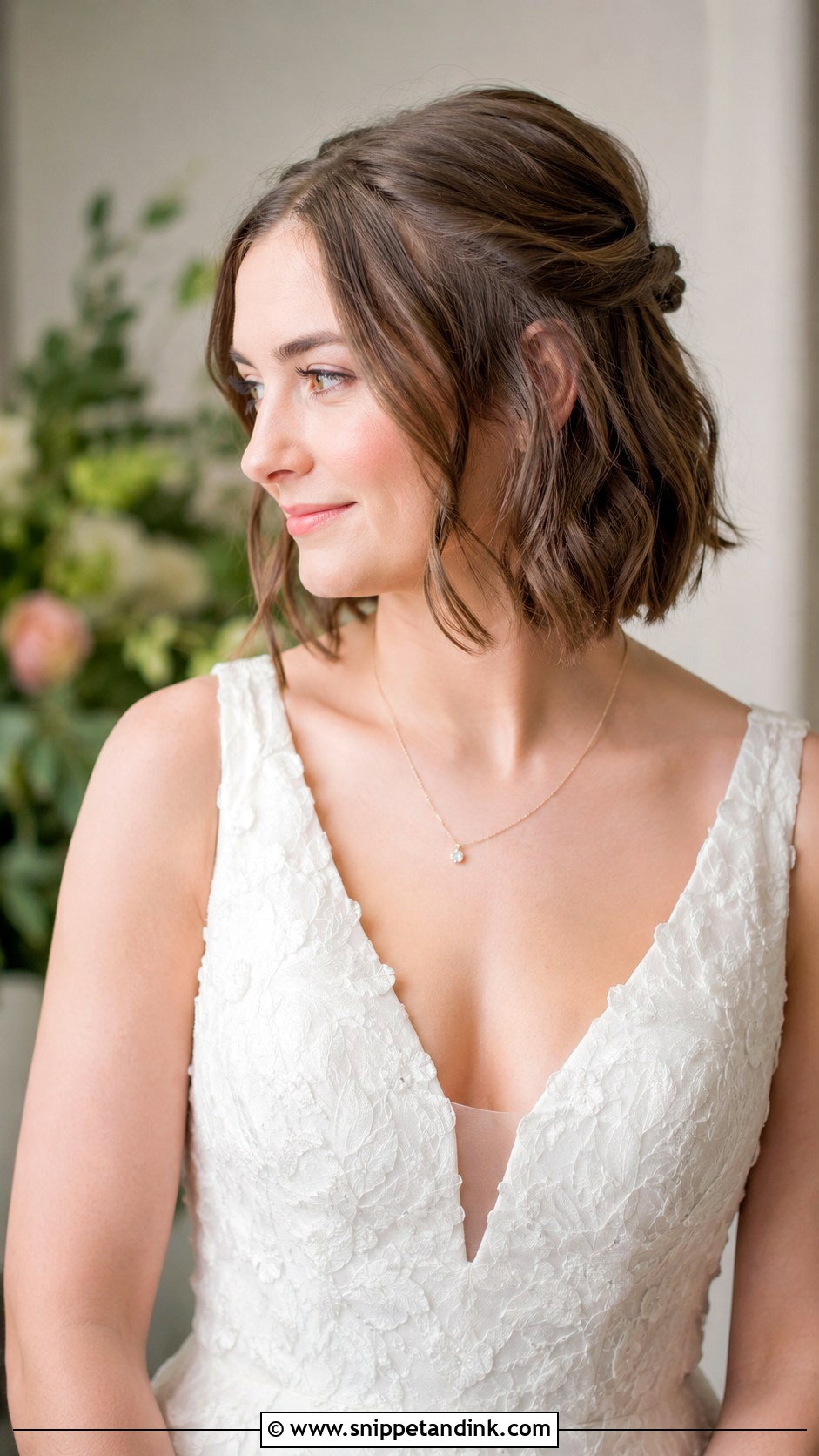 Half Up Twist for Short Hair - Snippet and Ink - 25 Half-Up Short Hair Wedding Ideas