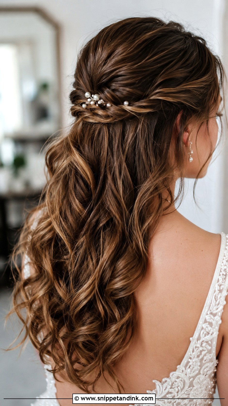 Half Up Twisted Bridal Hair Down - Snippet and Ink - 25 Long Bridal Hair Down Ideas