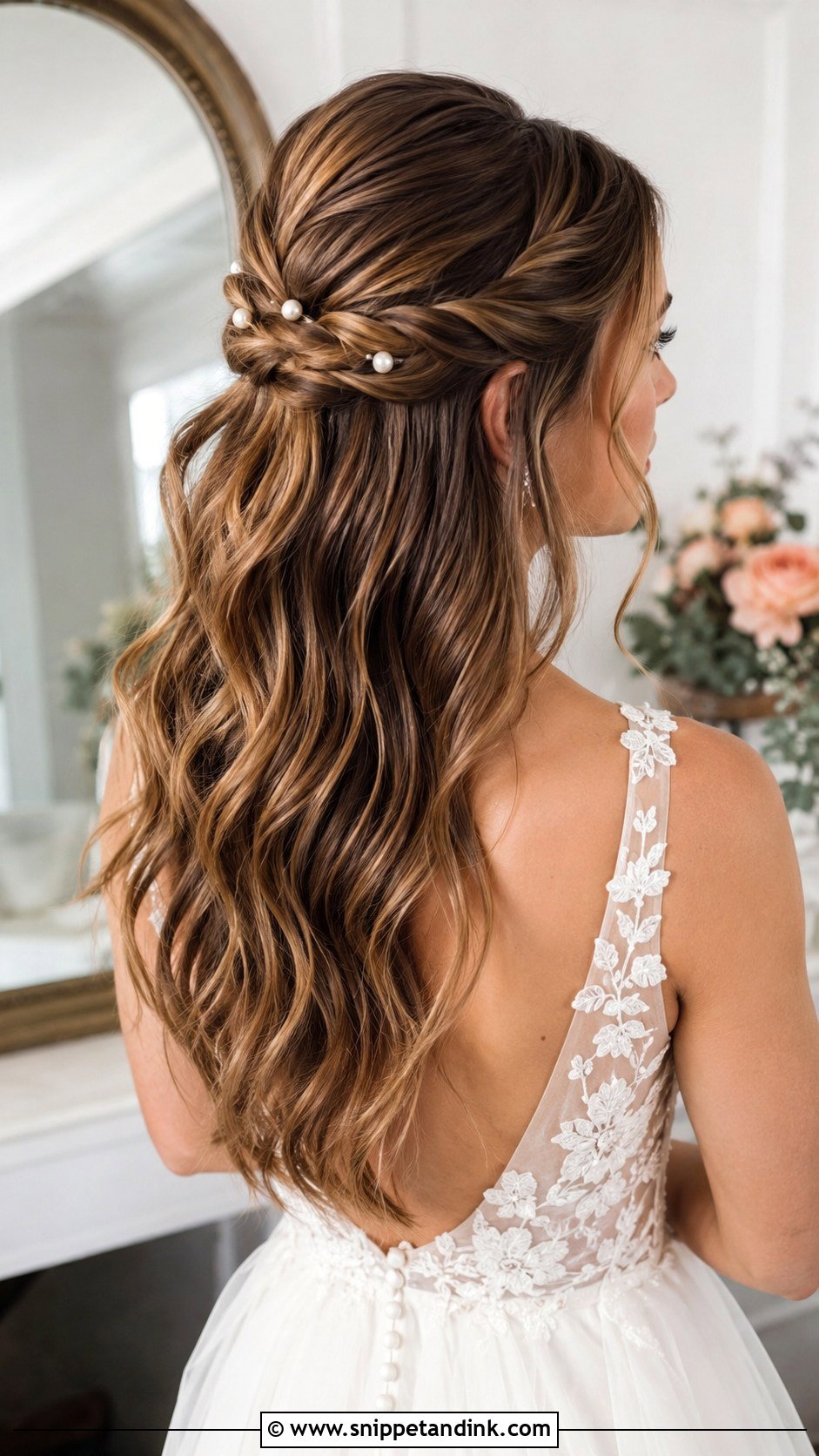 Half Up Twisted Bridal Style - Snippet and Ink - 20 Bridal Hair Short Length Ideas