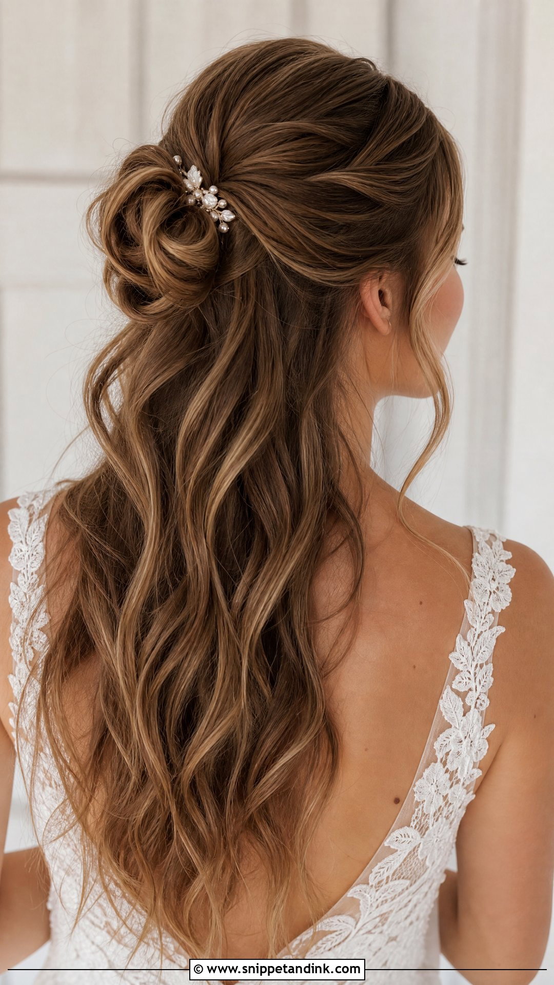 Half Up Twisted Bun - Snippet and Ink - 20 Elegant Wedding Updos for Long Hair
