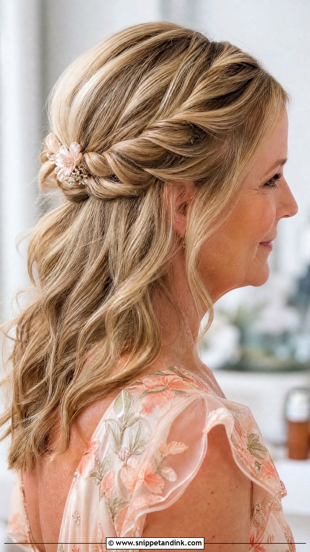 Half Up Twisted Crown - Snippet and Ink - 30 Mother of the Bride Hairstyles Over 50