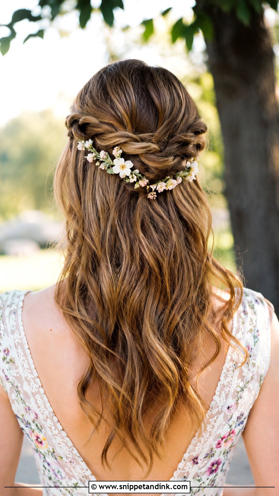 Half Up Twisted Crown - Snippet and Ink - 25 Hairstyles for Medium Length Hair for Wedding