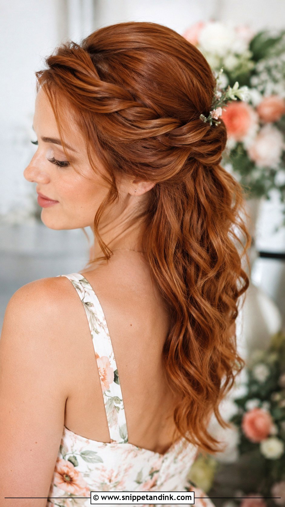 Half Up Twisted Crown - Snippet and Ink - 25 Half-Up Wedding Guest Hairstyles