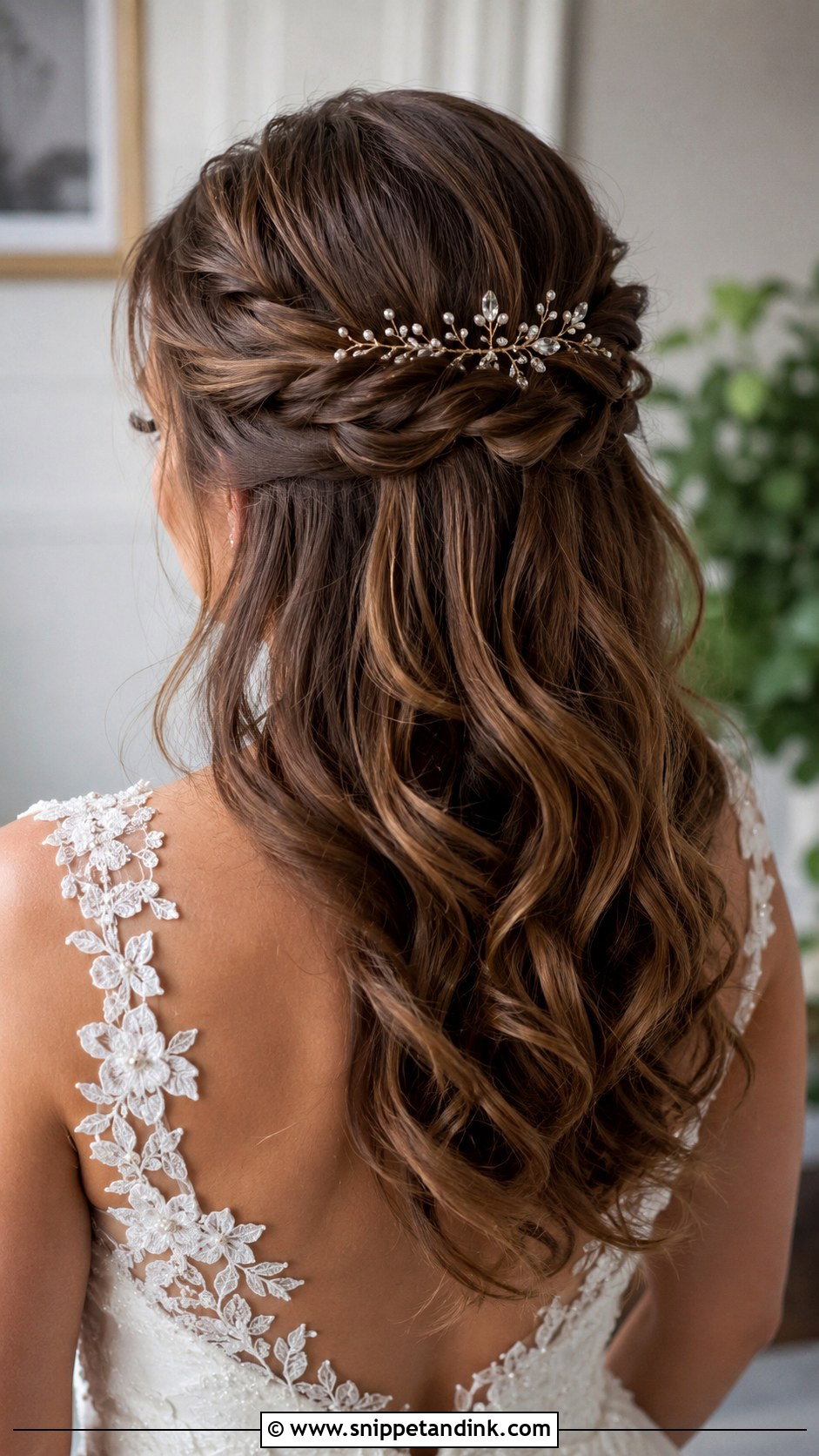 Half Up Twisted Crown Bridal Hair - Snippet and Ink - 25 Sleek Half-Up Half-Down Wedding Hair Ideas
