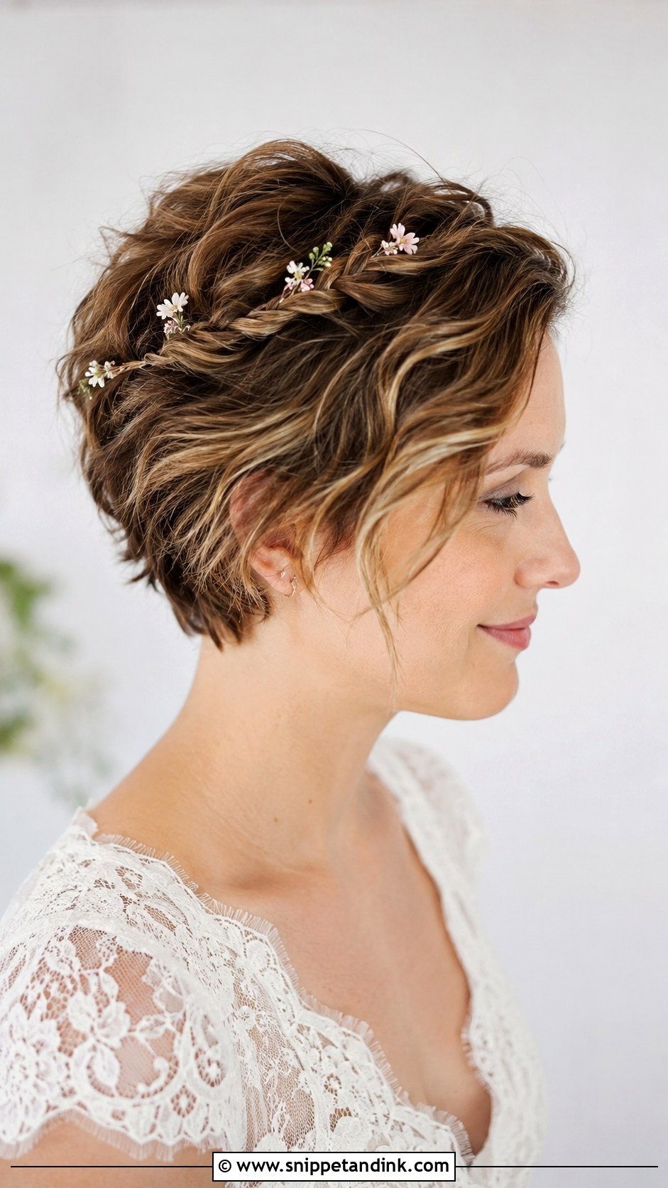 Half Up Twisted Crown for Pixie - Snippet and Ink - 25 Bridal Hairstyles for Short Hair