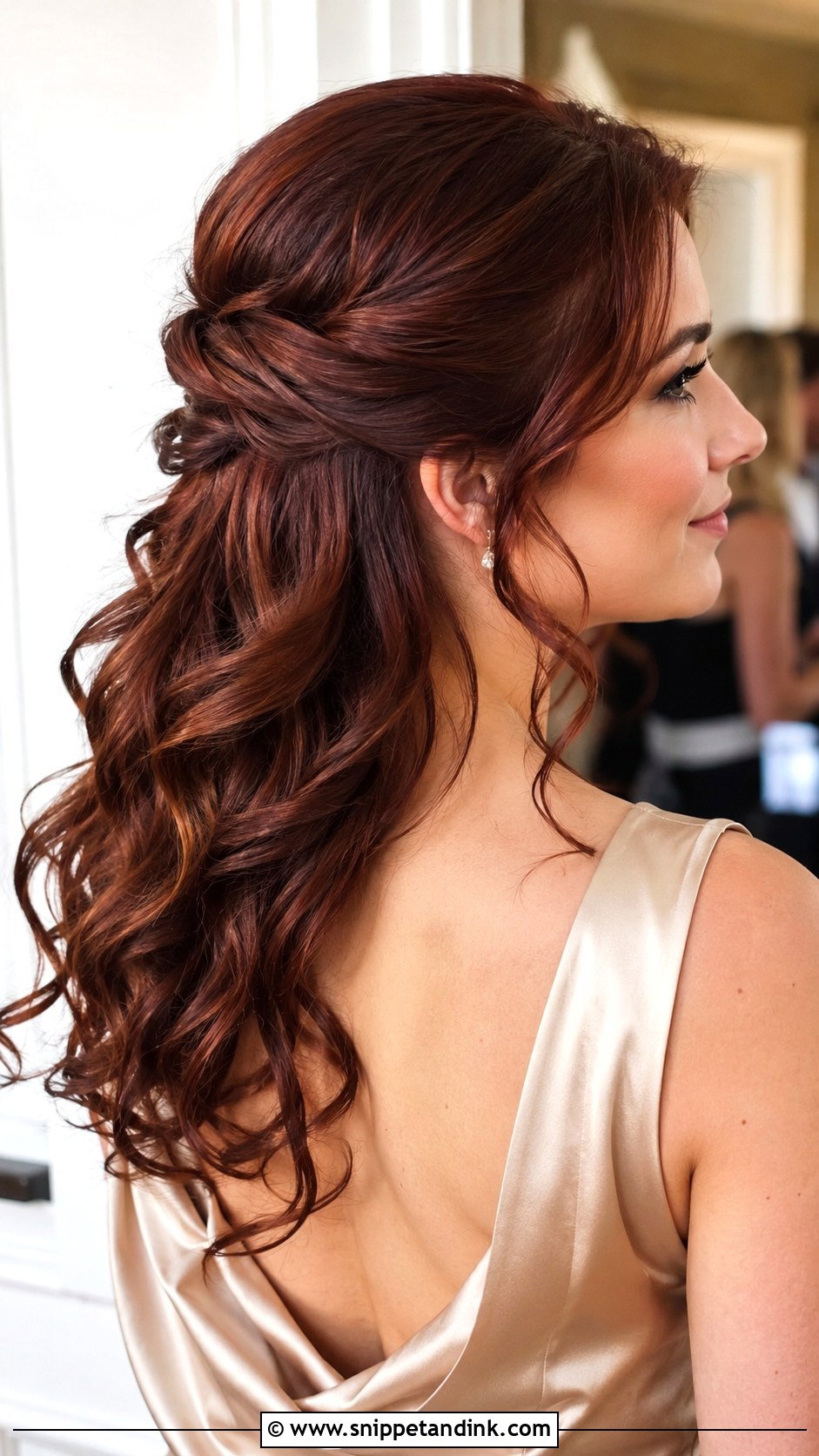 Half Up Twisted Curls Wedding Guest Hairstyle - Snippet and Ink - 15 Half-Up Curls Wedding Guest Hairstyles
