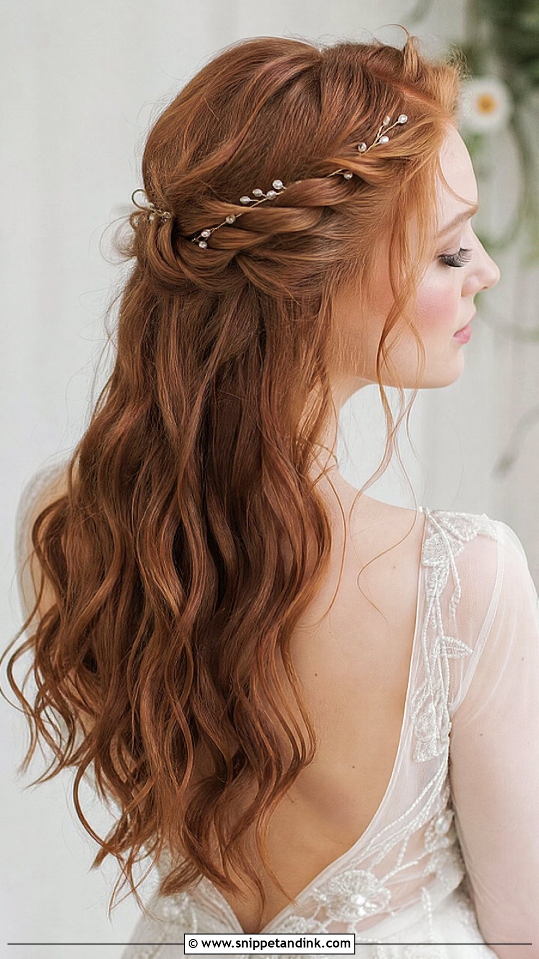 Half Up Twisted Halo Braid - Snippet and Ink - 20 Long Half-Up Half-Down Wedding Hairstyles