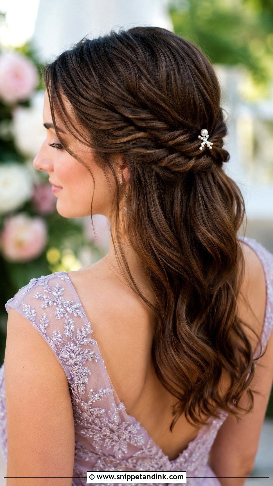 Half Up Twisted Halo Hairstyle - Snippet and Ink - 25 Half-Up Maid of Honor Hairstyles