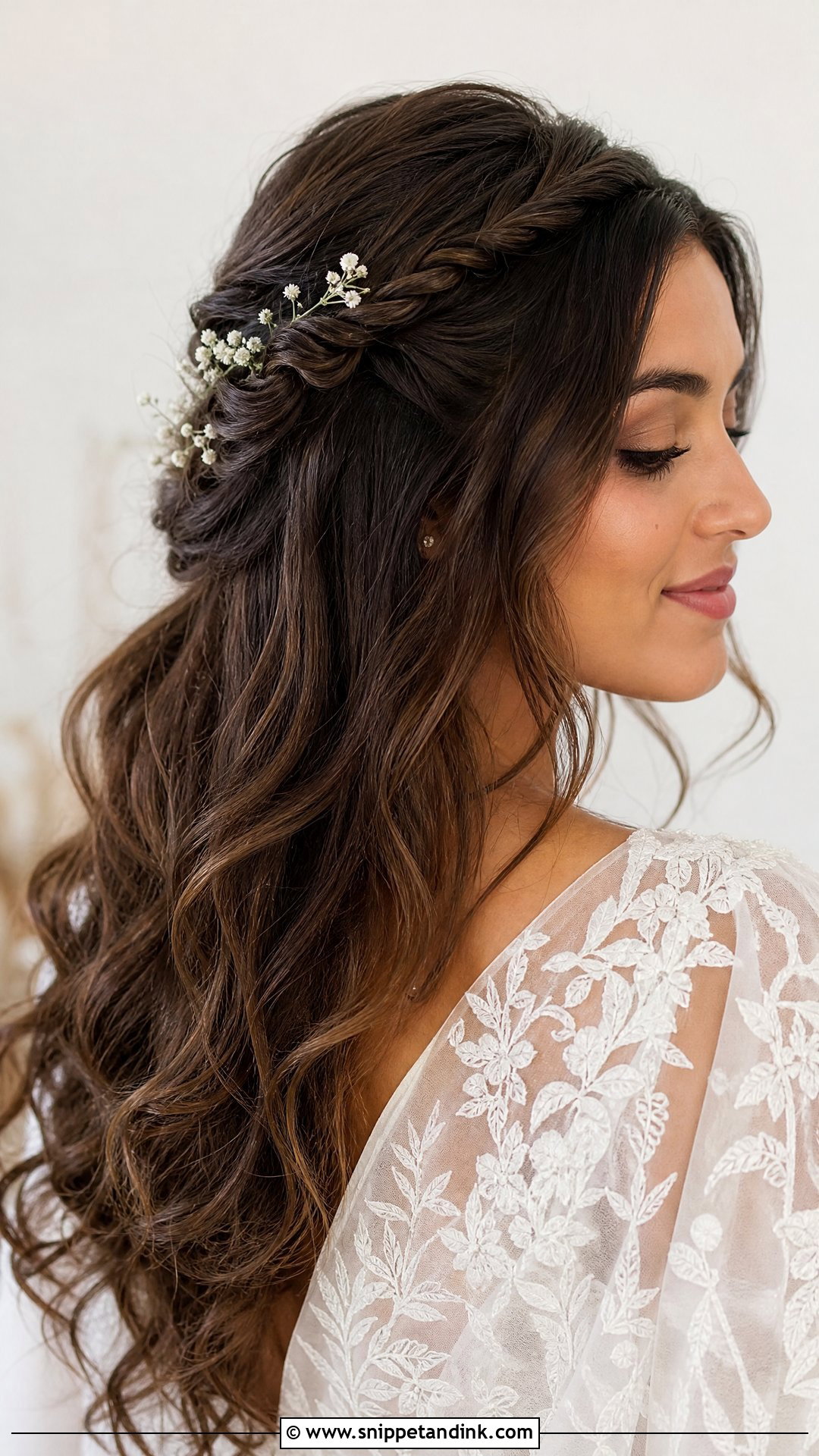 Half Up Twisted Halo Wedding Hairstyle - Snippet and Ink - 20 Half Updo Wedding Ideas