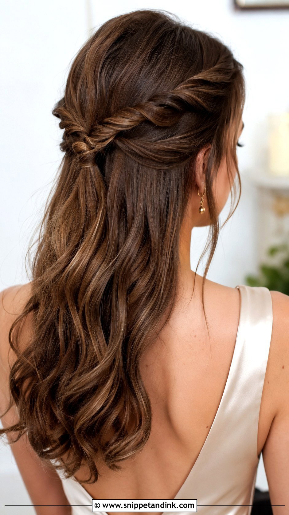 Half Up Twisted Rope Braid - Snippet and Ink - 20 Simple Shoulder Length Medium Half-Up Wedding Guest Hairstyles