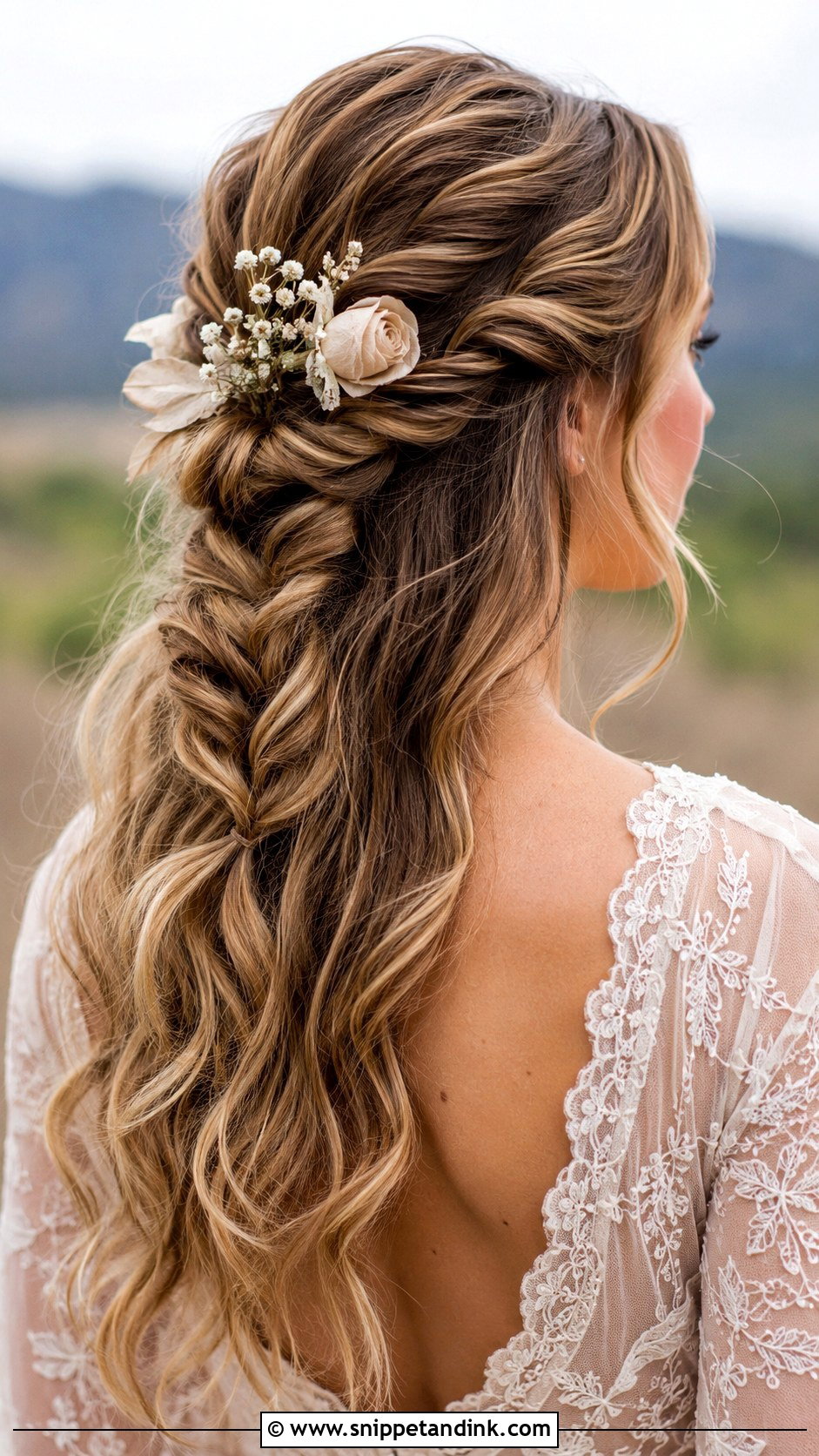 Half Up Twisted Rope Braid - Snippet and Ink - 25 Half-Up Long Hair Wedding Styles