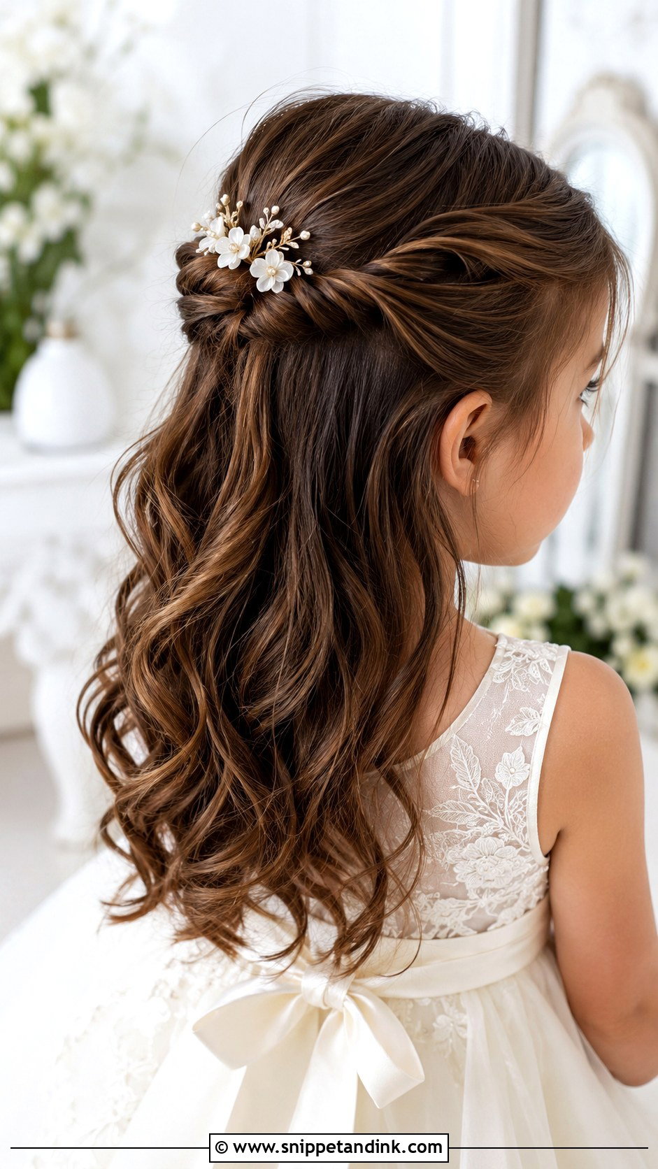 Half Up Twisted Style - Snippet and Ink - 20 Girls Wedding Hairstyles