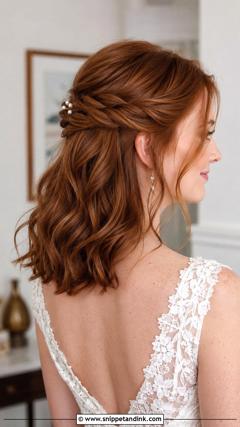 Half Up Twisted Style For Lob - Snippet and Ink - 25 Wedding Hair Styles Short Hair