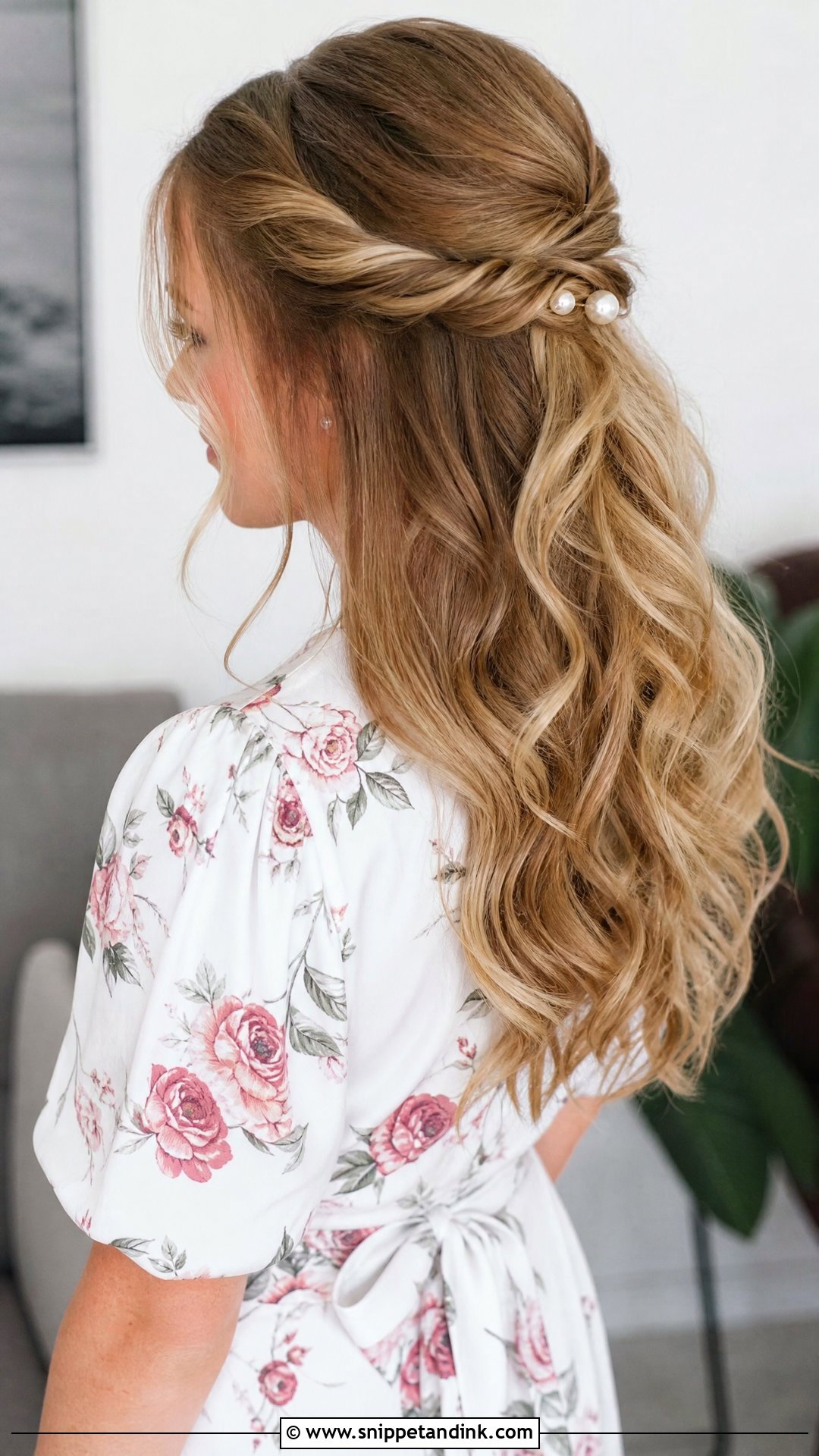 Half Up Twisted Style - Snippet and Ink - 20 Cute Wedding Guest Hairstyles