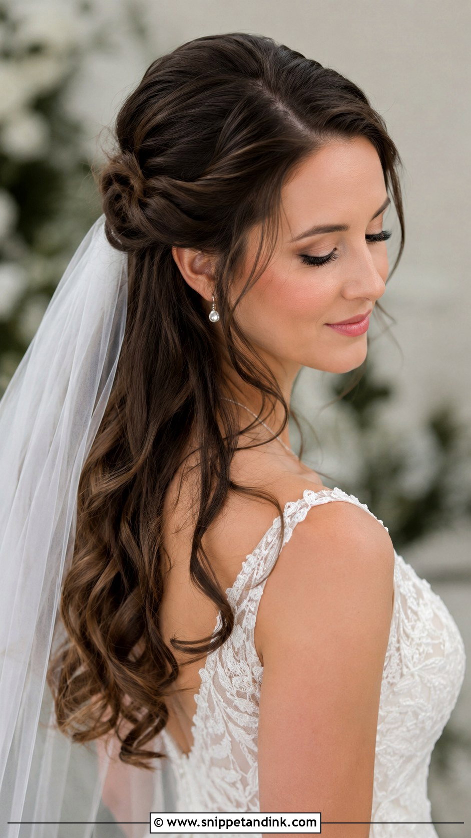 Half Up Twisted Updo With Veil - Snippet and Ink - 35 Half-Up Bridal Hair Ideas