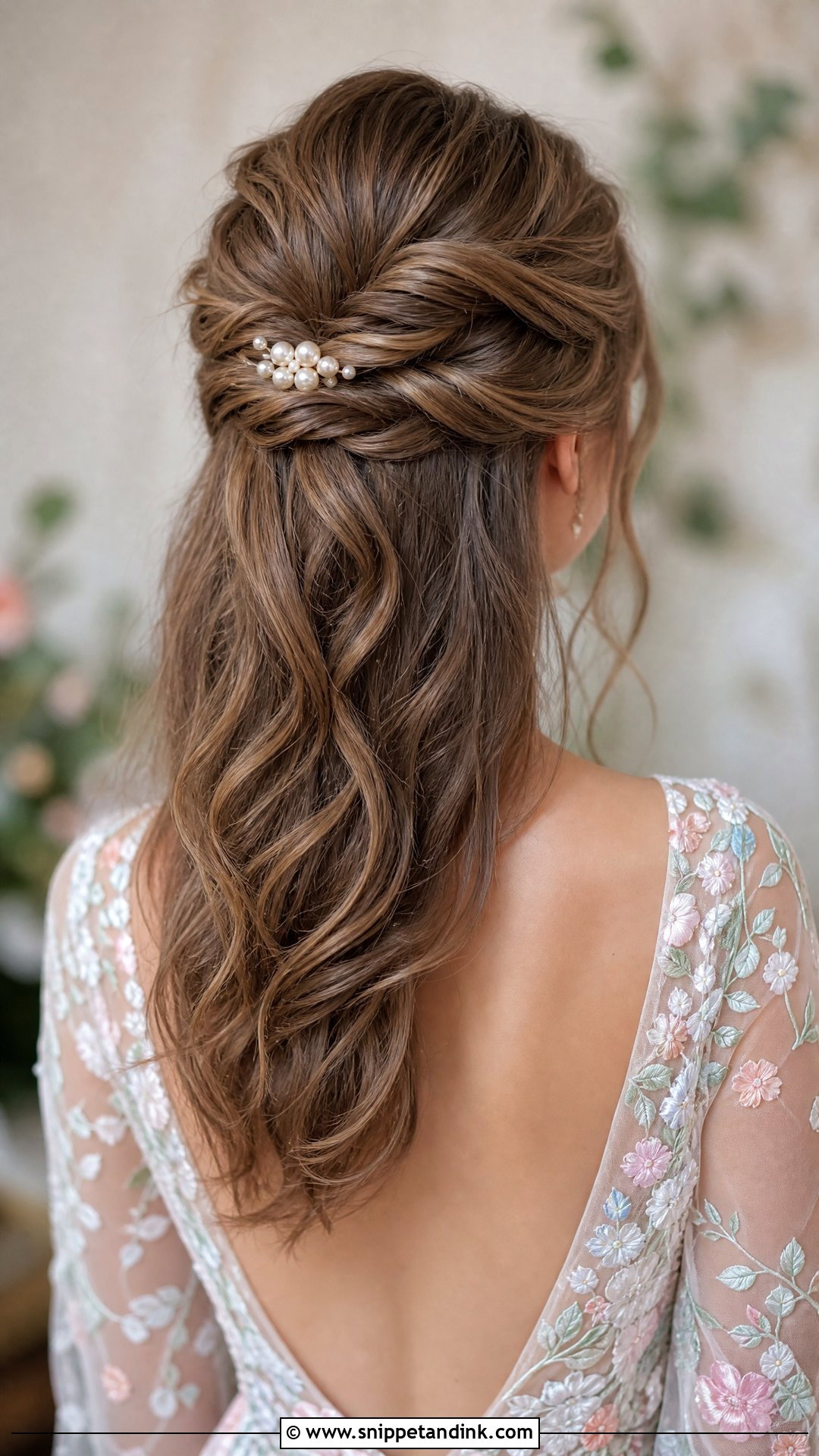 Half Up Twisted Updo for Long Hair - Snippet and Ink - 20 Wedding Guest Updos for Long Hair