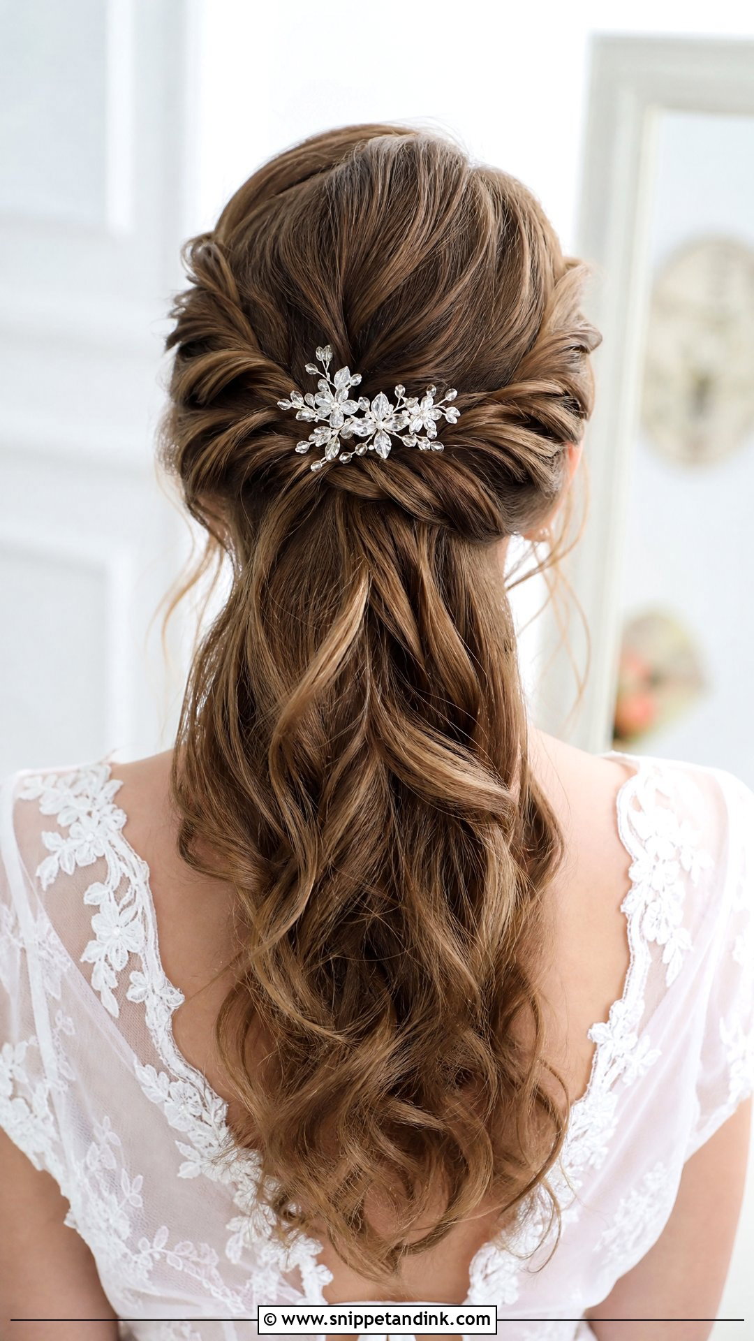 Half Up Twisted Updo for Short Hair - Snippet and Ink - 20 Short Hair Wedding Updo Ideas