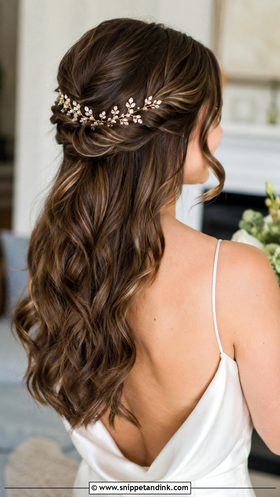 Half Up Twisted Wedding Hair - Snippet and Ink - 25 Romantic Half-Up Wedding Hair Ideas