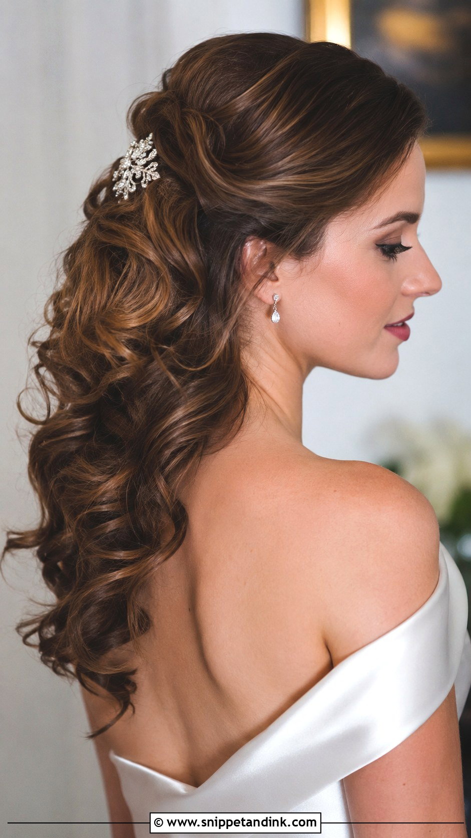 Half Up Vintage Curls Wedding Hair - Snippet and Ink - 25 Romantic Half-Up Wedding Hair Ideas
