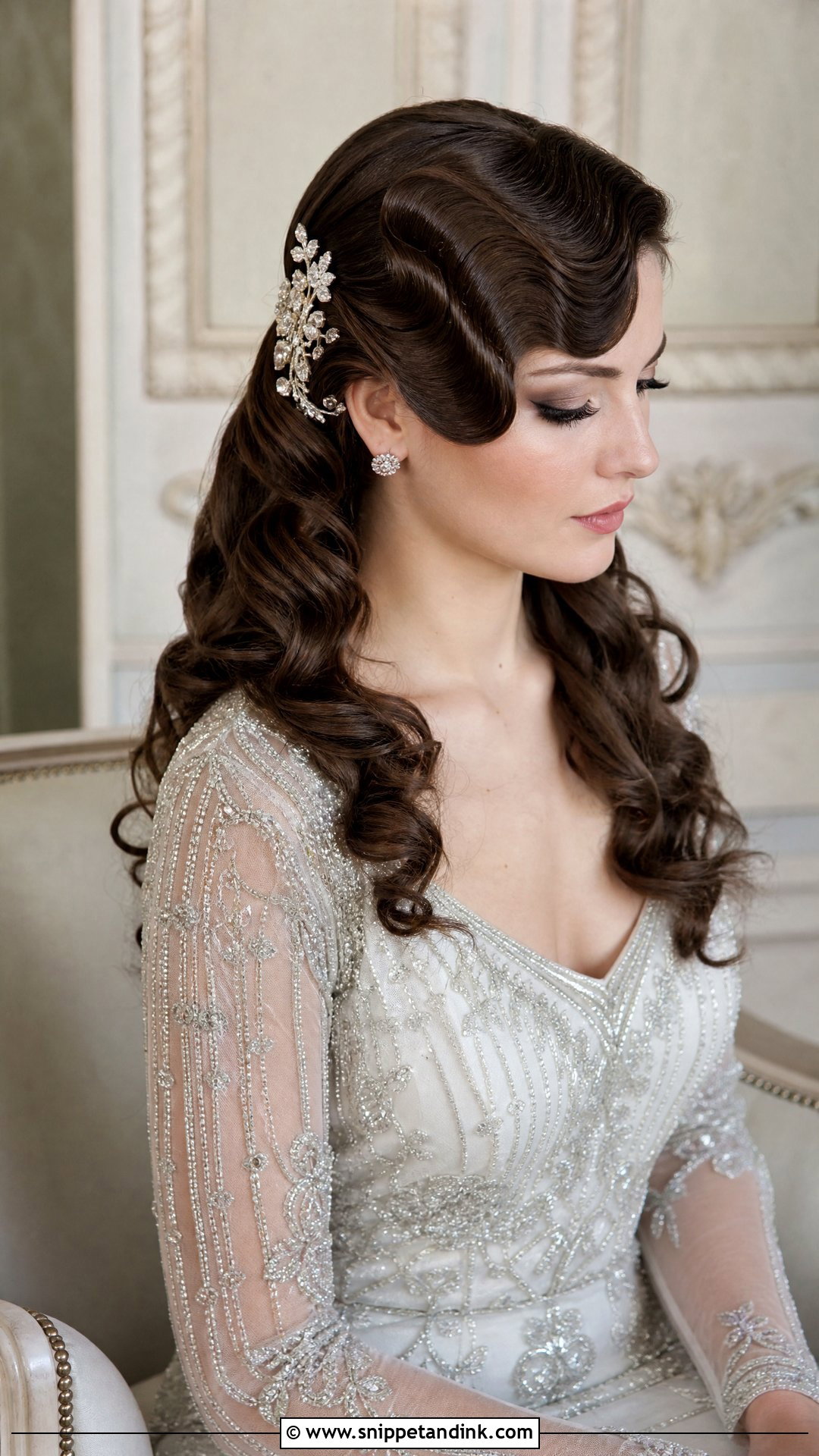 Half Up Vintage Finger Wave Hairstyle - Snippet and Ink - 20 Half-Up Wedding Hairstyles for Long Hair the Bride