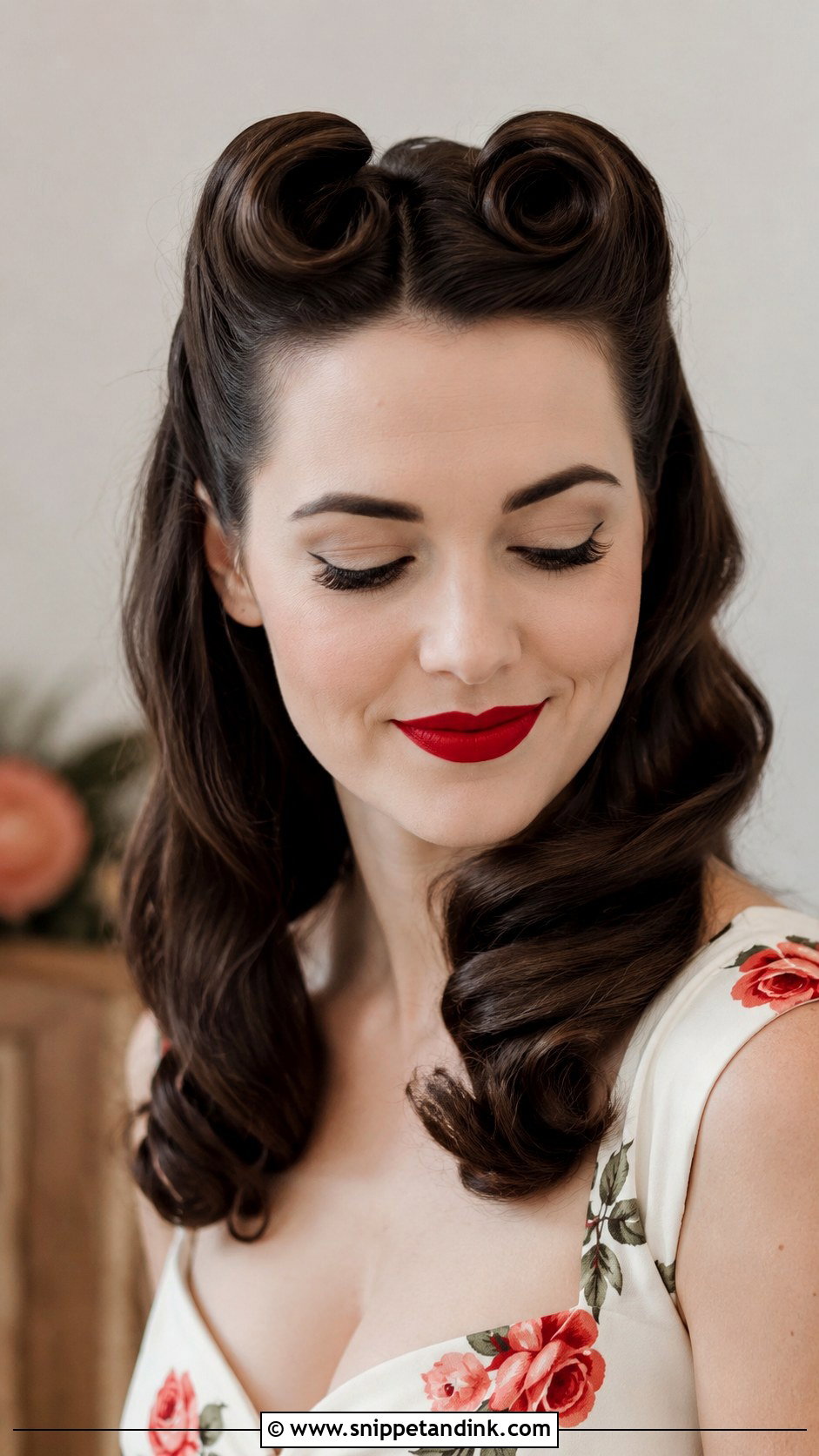 Half Up Vintage Victory Rolls - Snippet and Ink - 25 Half-Up Wedding Guest Hairstyles