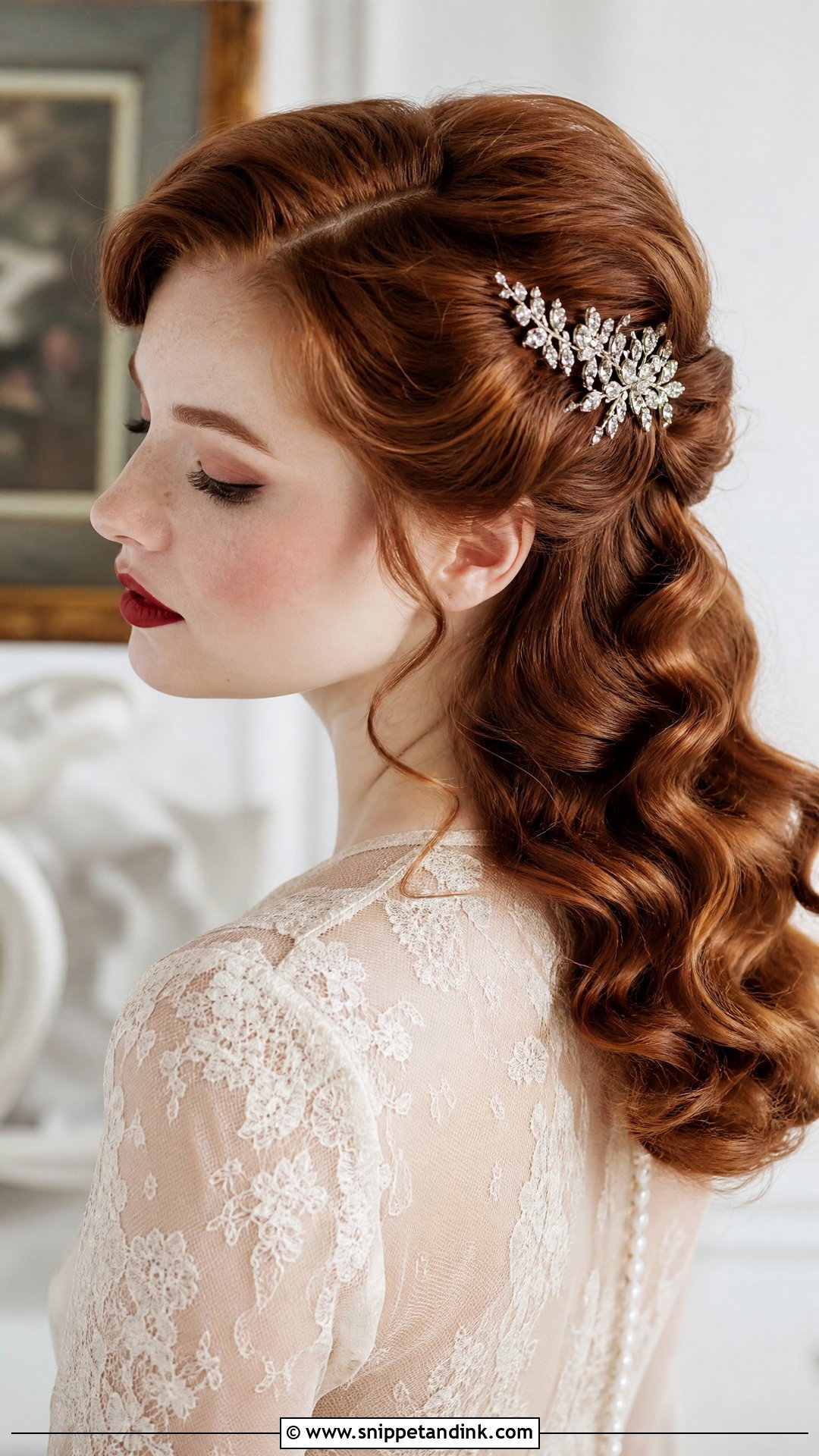 Half Up Vintage Waves Wedding Hairstyle - Snippet and Ink - 20 Half Updo Wedding Ideas