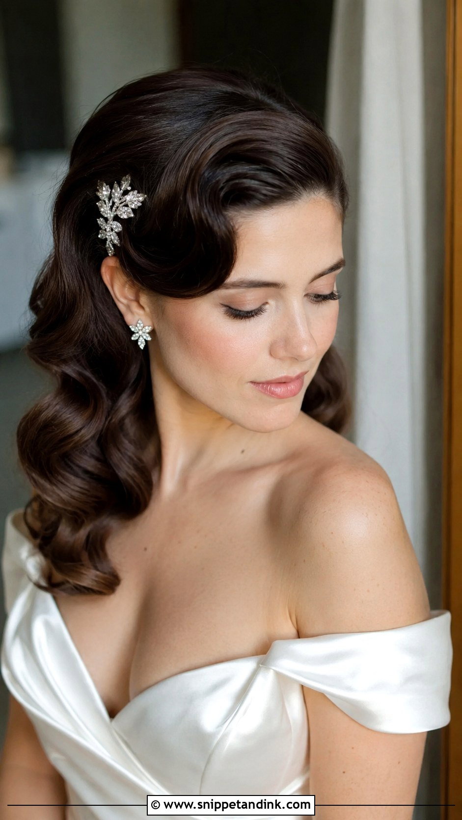 Half Up Vintage Waves - Snippet and Ink - 25 Medium Length Half-Up Bridal Hair Ideas