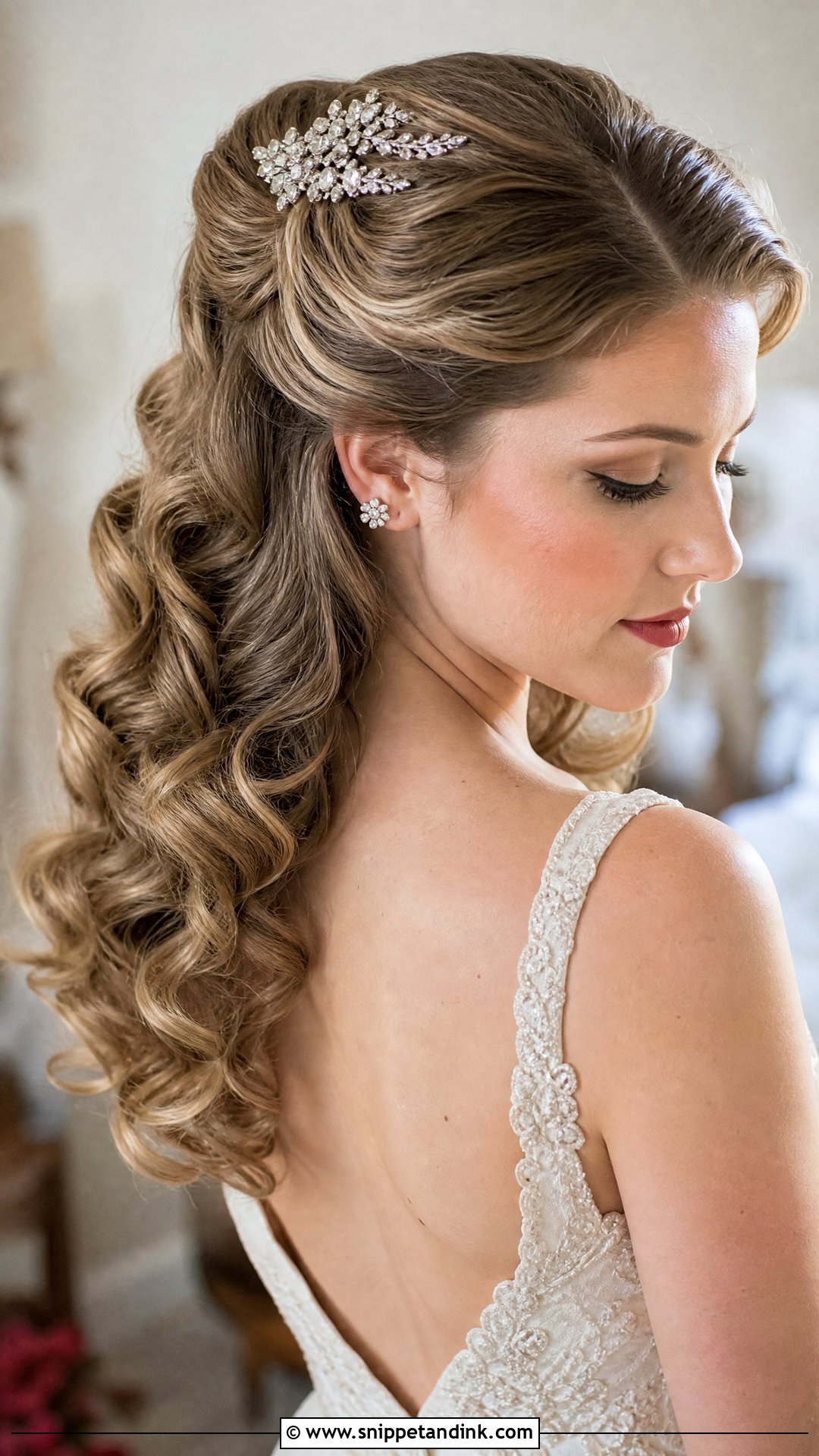 Half Up Vintage Wedding Hairstyle - Snippet and Ink - 20 Half-Up Wedding Hairstyle Ideas