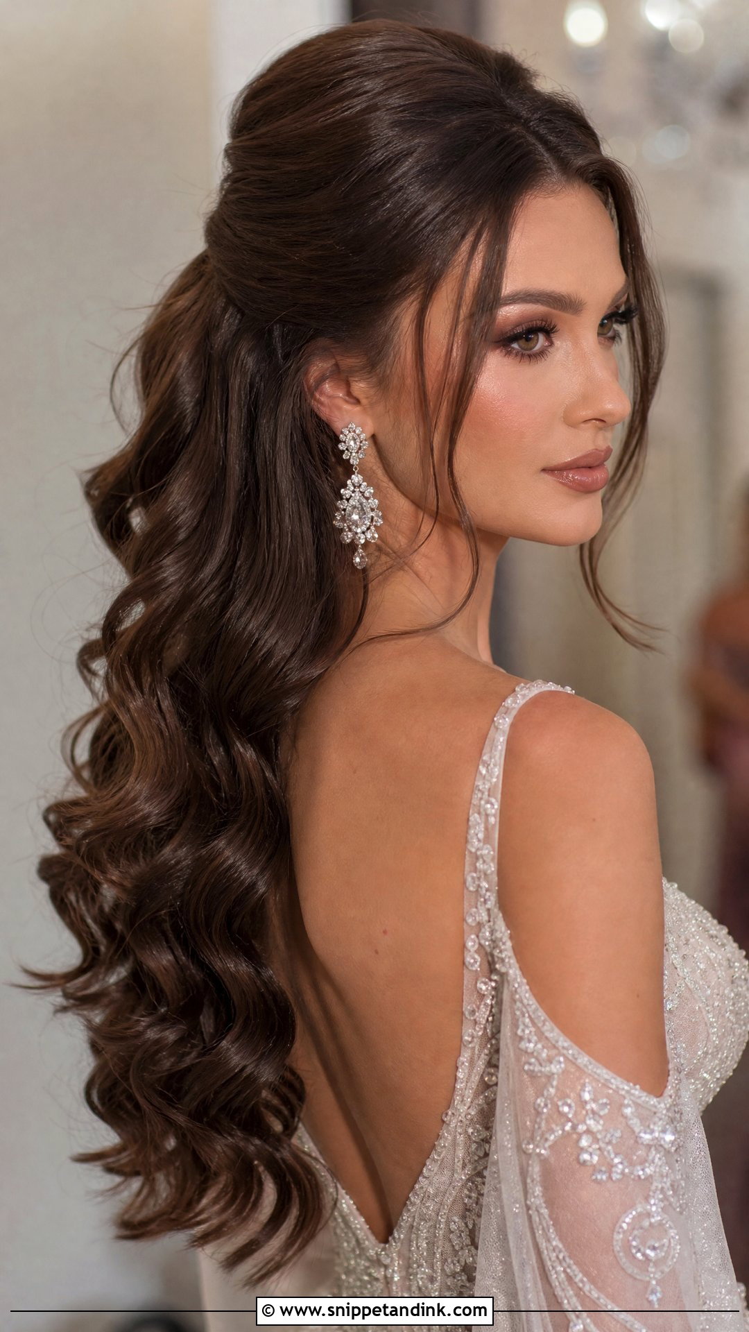 Half Up Voluminous Blowout Wedding Hair - Snippet and Ink - 20 Clip in Hair Extensions Styles Half-Up Down Wedding Hairstyles