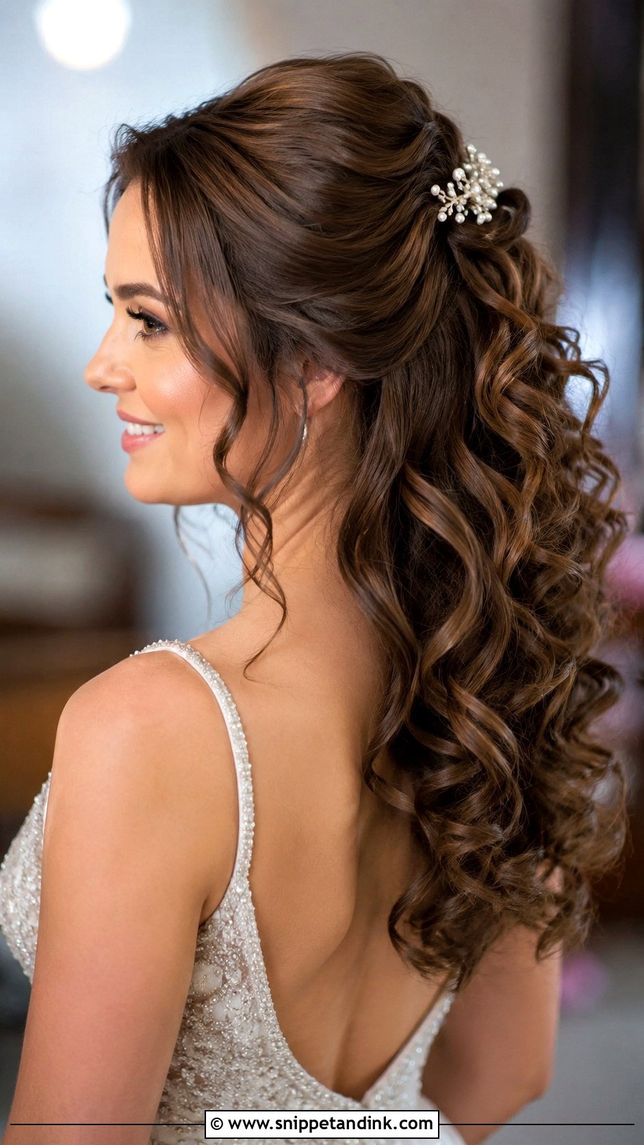 Half Up Voluminous Curls - Snippet and Ink - 25 Half-Up Long Hair Wedding Styles