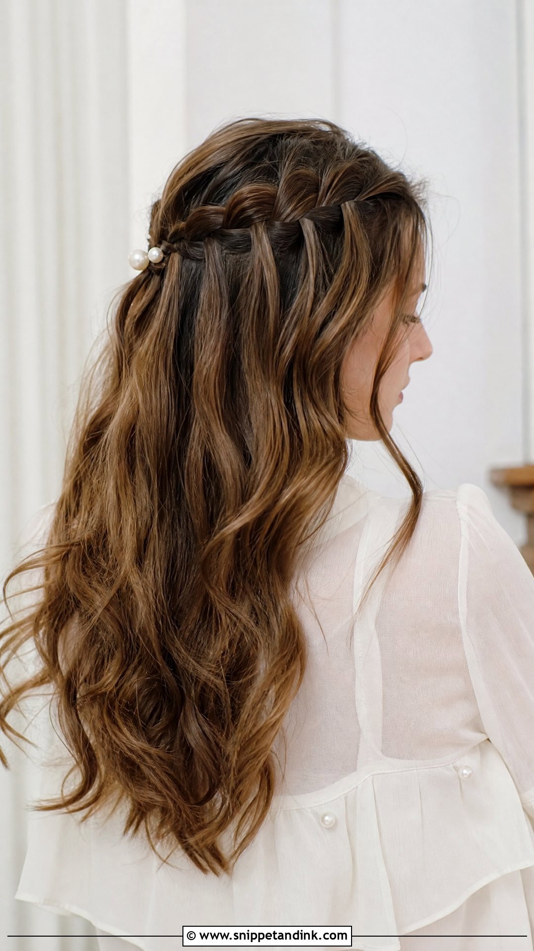 Half Up Waterfall Braid - Snippet and Ink - 20 Romantic Half-Up Half-Down Ideas