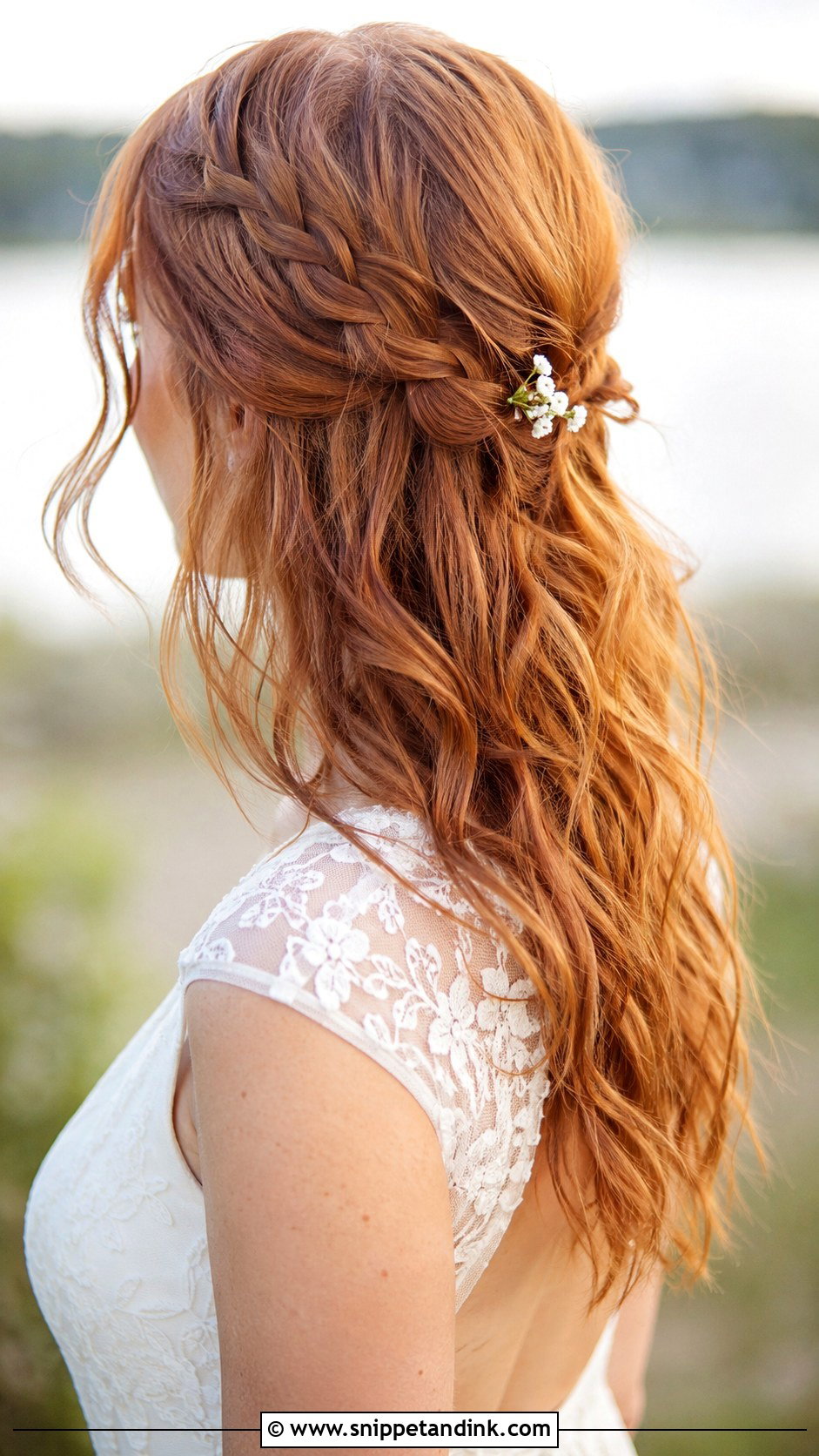 Half Up Waterfall Braid - Snippet and Ink - 20 Simple Shoulder Length Medium Half-Up Wedding Guest Hairstyles