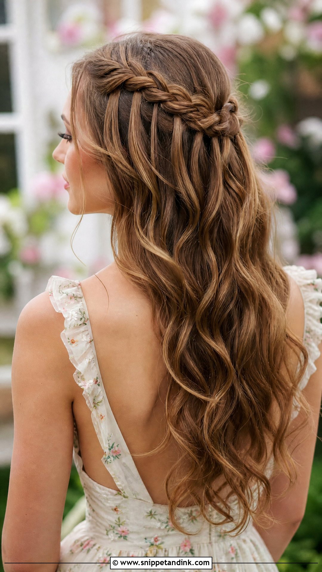 Half Up Waterfall Braid - Snippet and Ink - 30 Hair Down Wedding Styles
