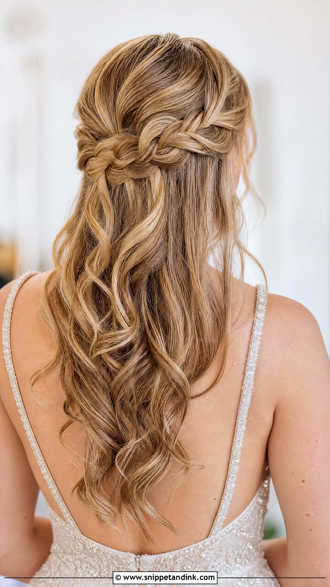Half Up Waterfall Braid Wedding Hair - Snippet and Ink - 20 Waterfall Braid Wedding Hair Ideas