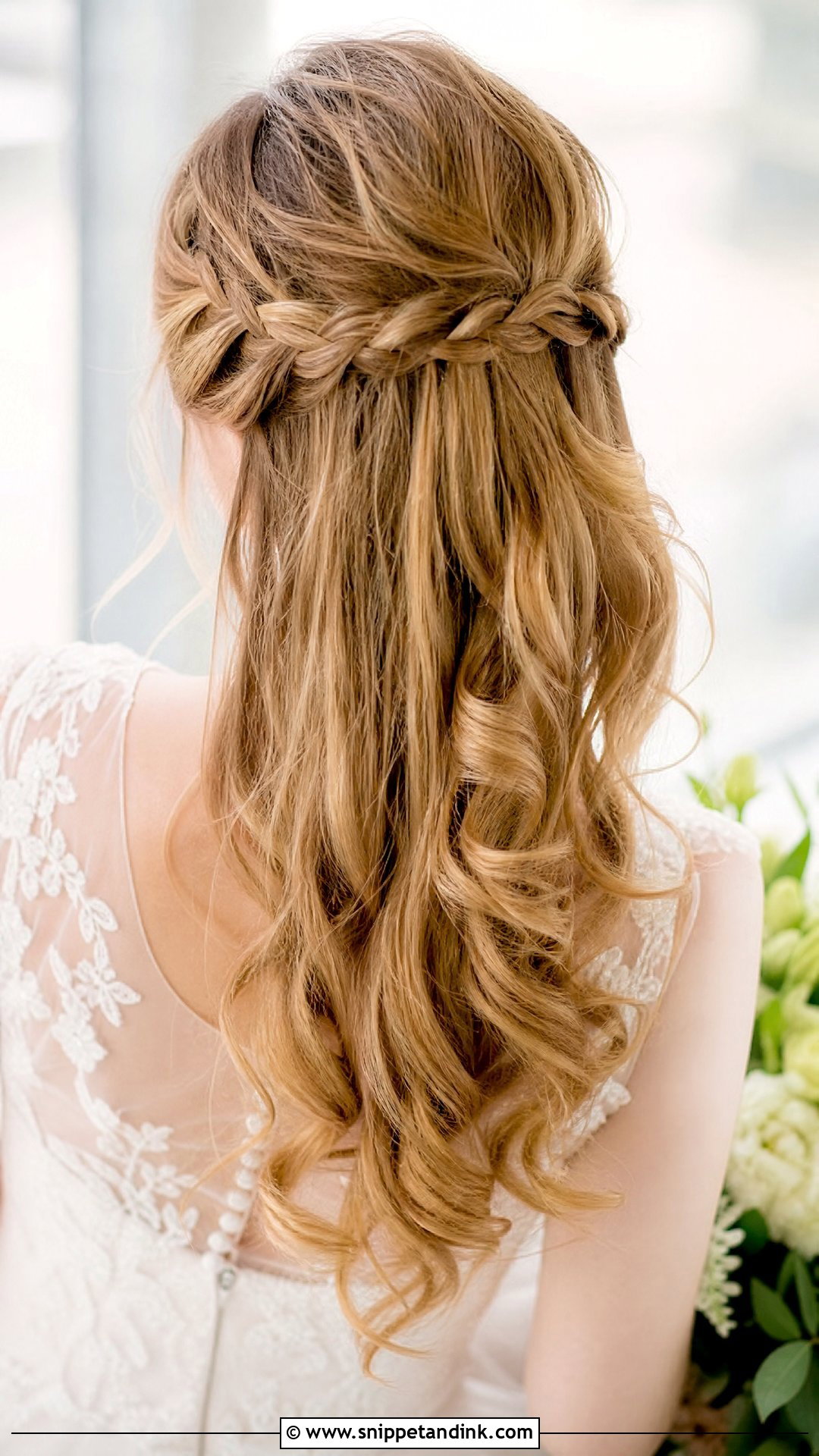 Half Up Waterfall Braid Wedding Hairstyle - Snippet and Ink - 20 Half-Up Braided Wedding Hairstyles