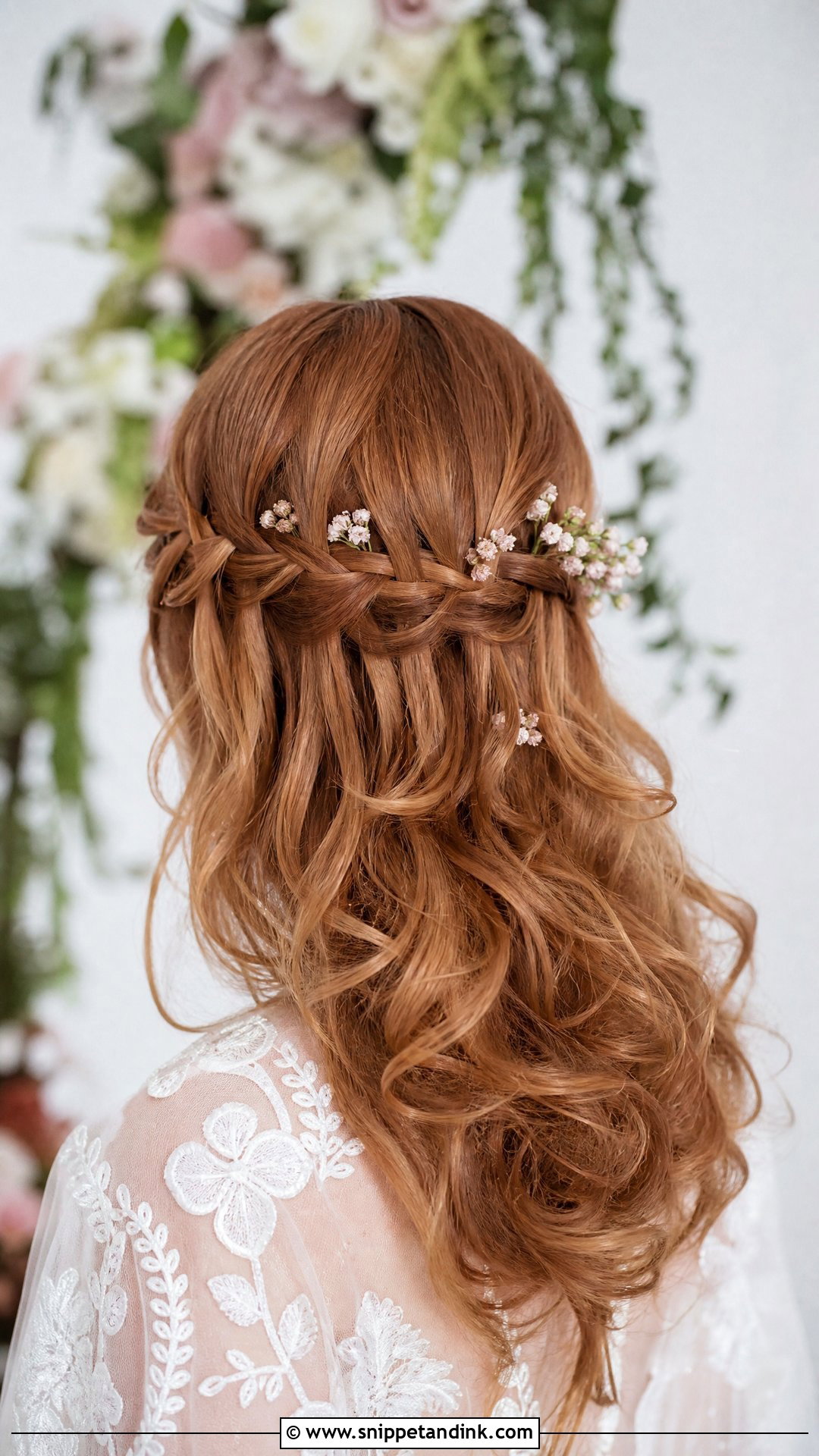 Half Up Waterfall Braid for Brides - Snippet and Ink - 20 Half-Up Wedding Hairstyles for Long Hair the Bride