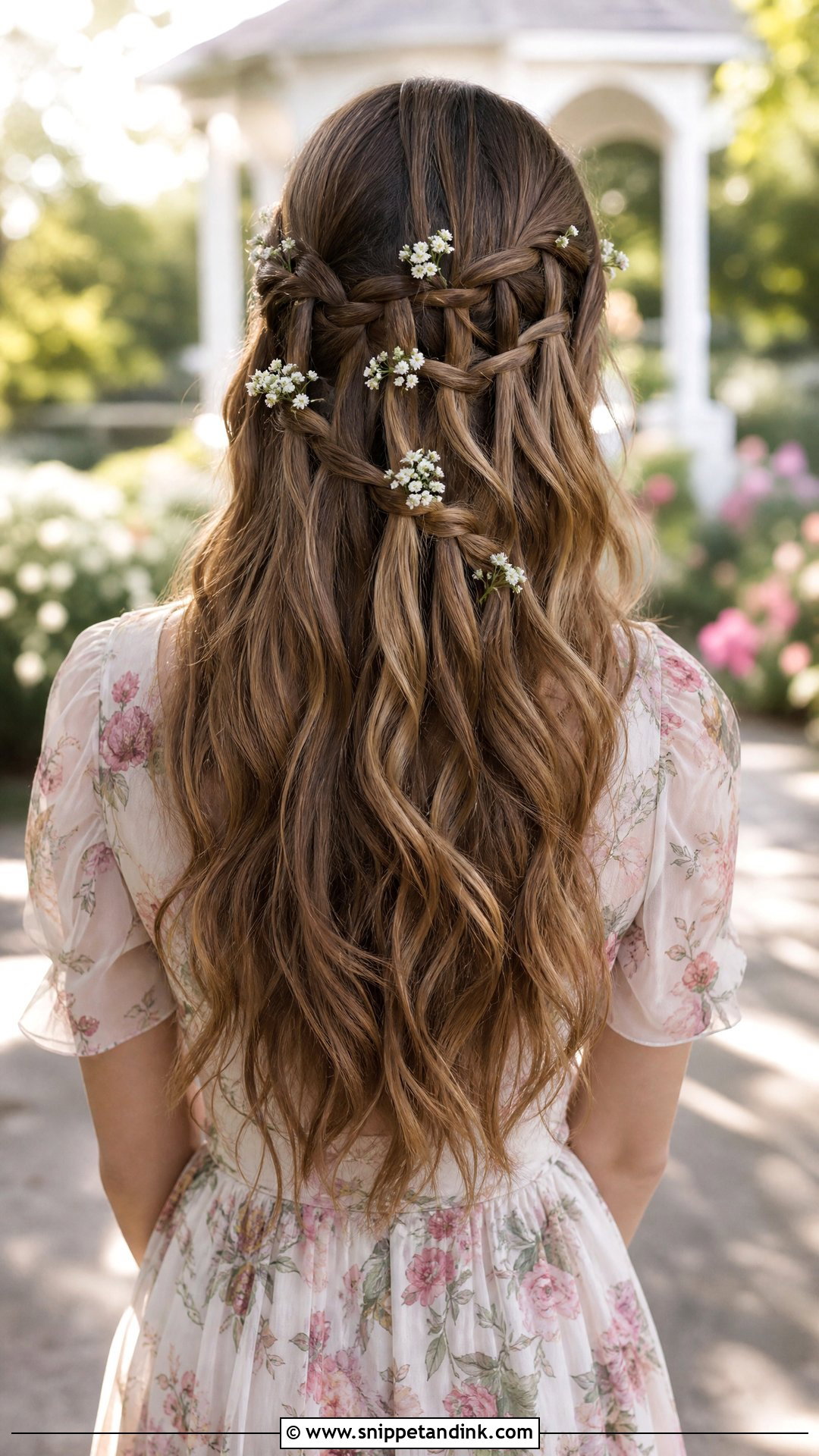 Half Up Waterfall Braid - Snippet and Ink - 20 Half-Up Hair Styles for Wedding Guest