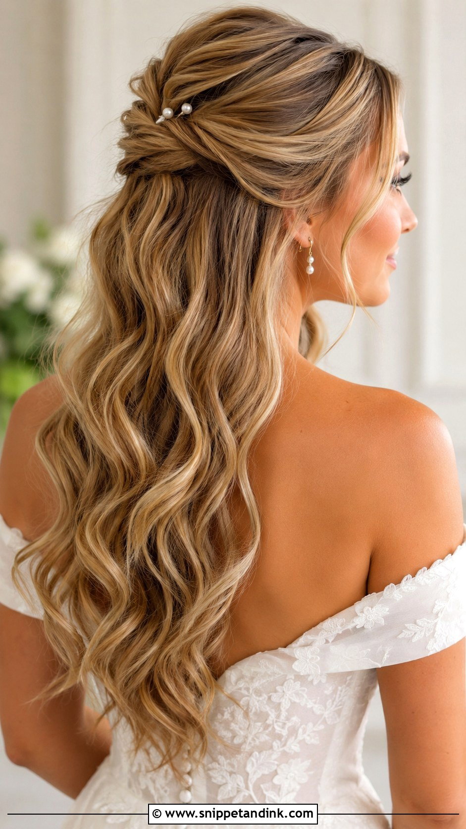 Half Up Wave Wedding Hair - Snippet and Ink - 15 Wave Hair Wedding Ideas