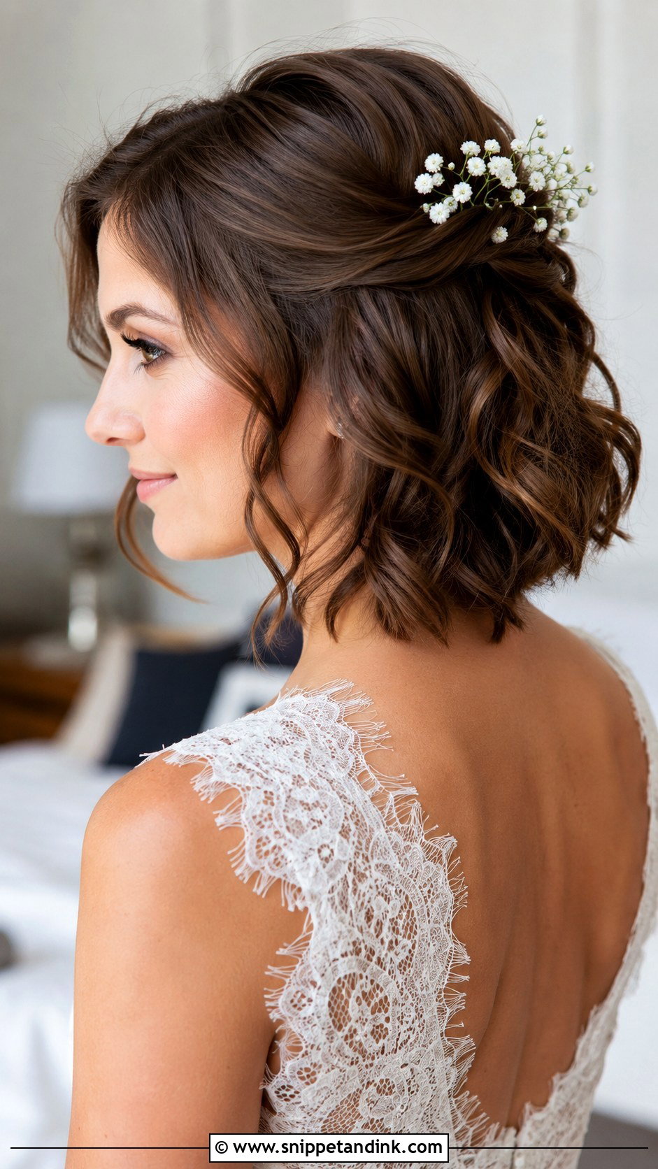 Half Up Waves for Short Wedding Hair - Snippet and Ink - 20 Short Hair Waves Wedding