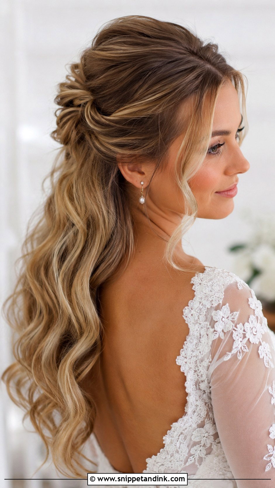 Half Up Wavy Wedding Hairstyle - Snippet and Ink - 25 Wavy Hairstyles for Wedding