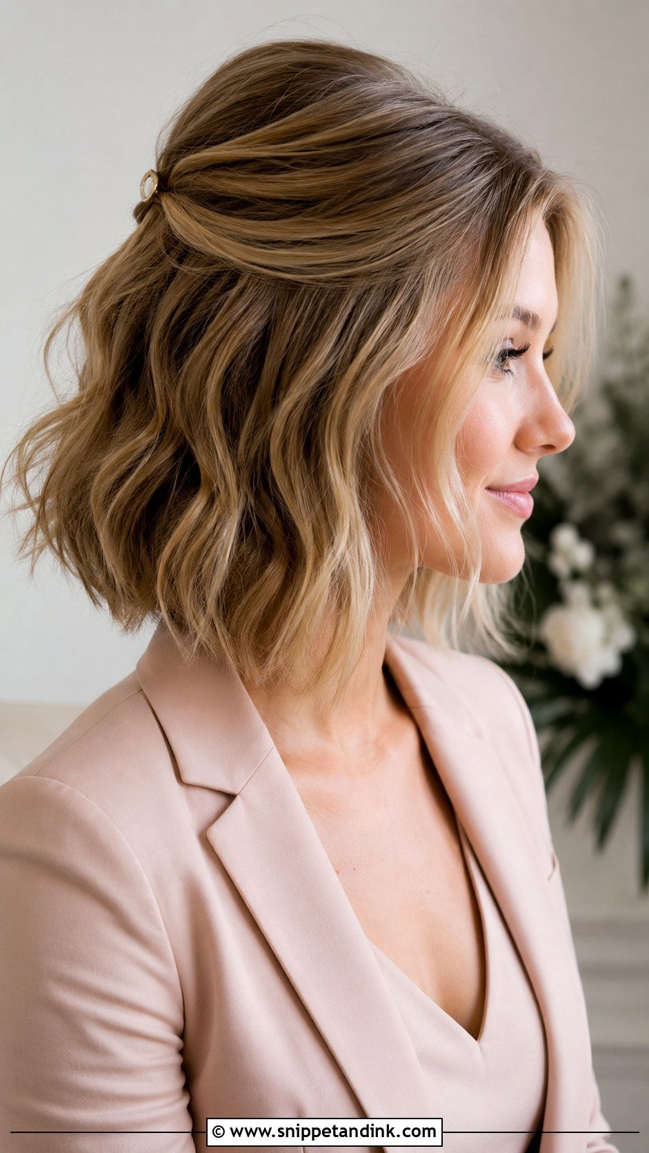 Half Up Wedding Guest Hair For Short Hair - Snippet and Ink - 20 Half-Up Wedding Guest Hair Ideas