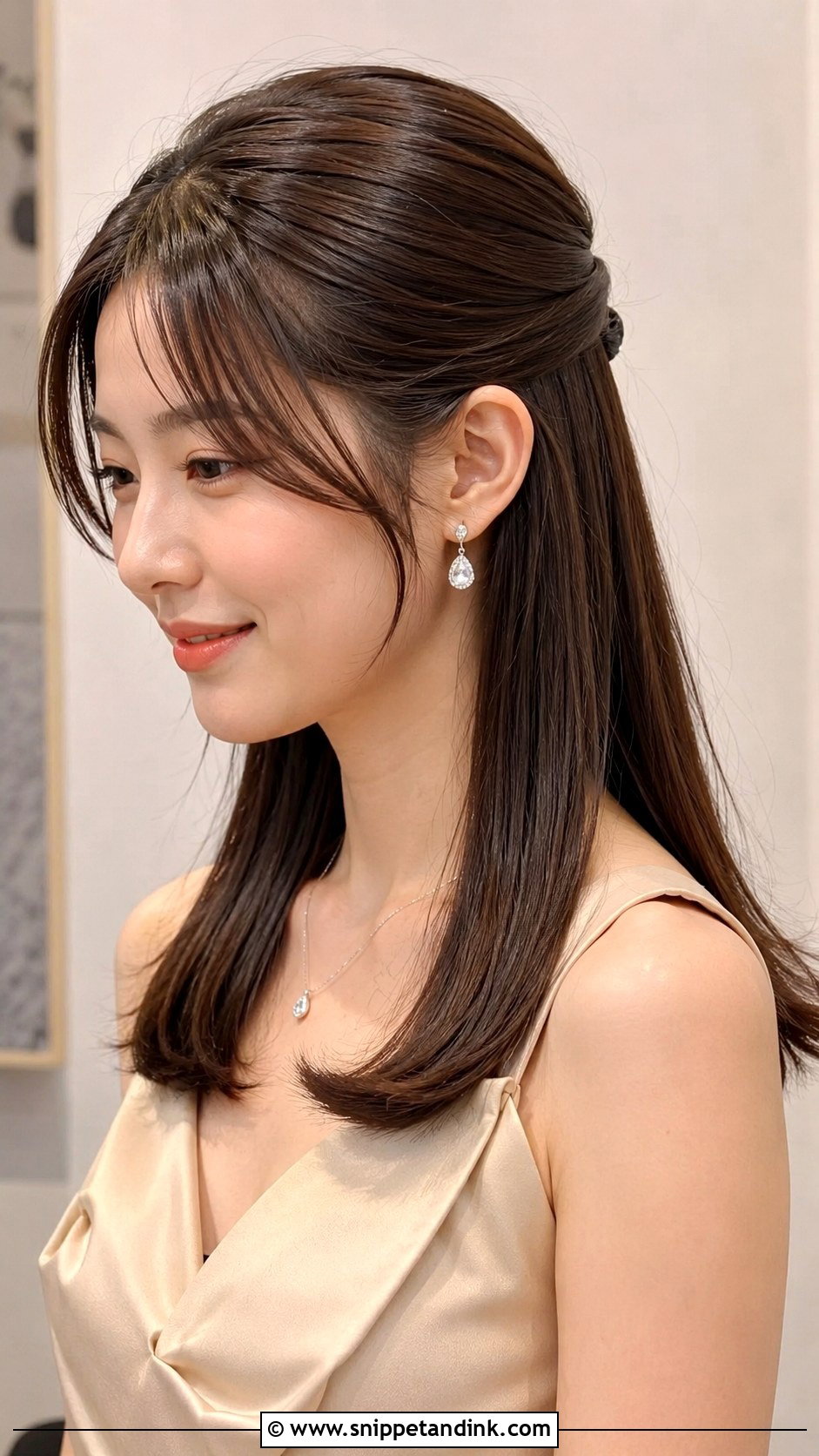 Half Up Wedding Guest Hair For Straight Hair - Snippet and Ink - 20 Half-Up Wedding Guest Hair Ideas